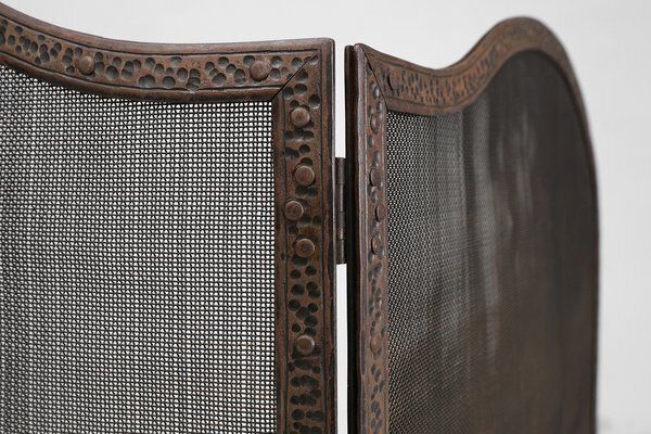 French Art Deco Wrought Iron Fireplace Screen, 1890s photo vinterior