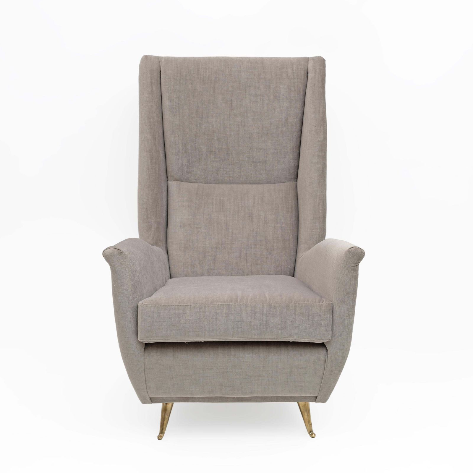 Pair Of Gio Ponti Mid Century Modern Velvet High Back Armchairs By Isa, 1950s photo for sale