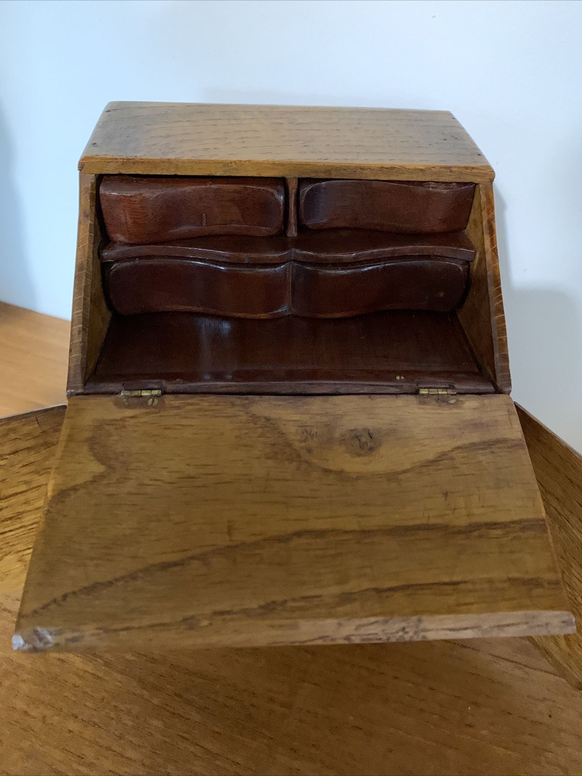 Antique Oak Wooden Miniature Apprentice Piece Bureau photo furniture