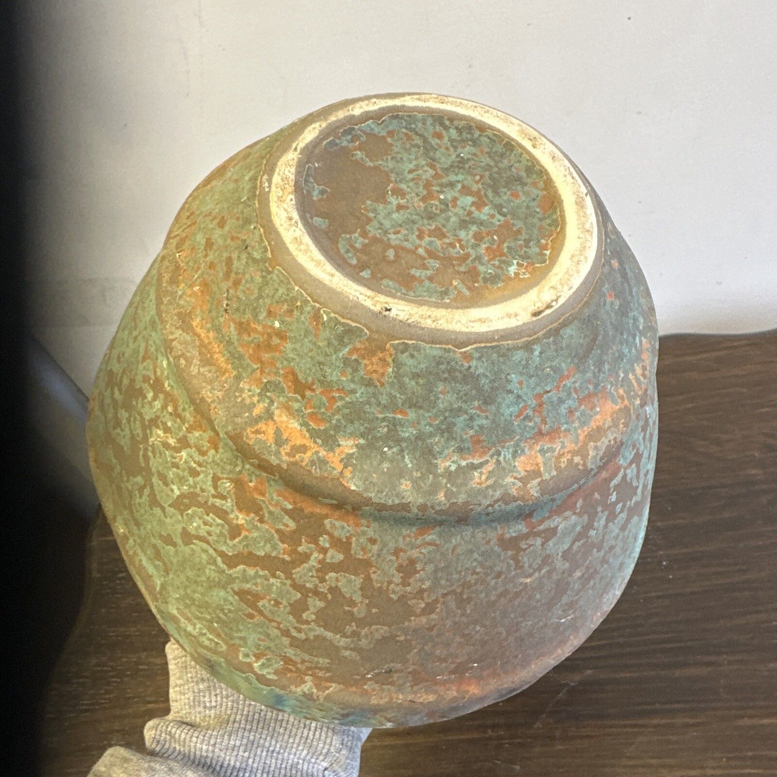 Antique Rustic Green Verdi Glaze Pottery Water Hydria. Vase Pot photo 75.0