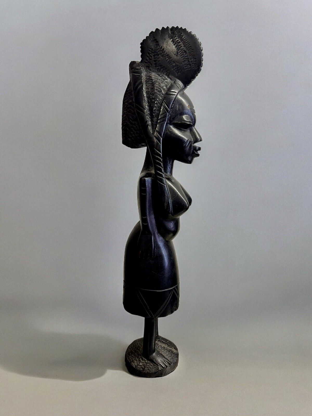 African Statue Baule Tribe Female Carved Wood Statue 2ft High photo for sale