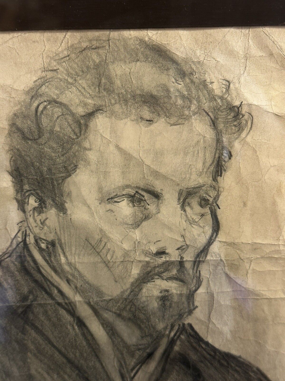 Original Antique Pencil Sketch Portrait  45 By 36cm photo for sale