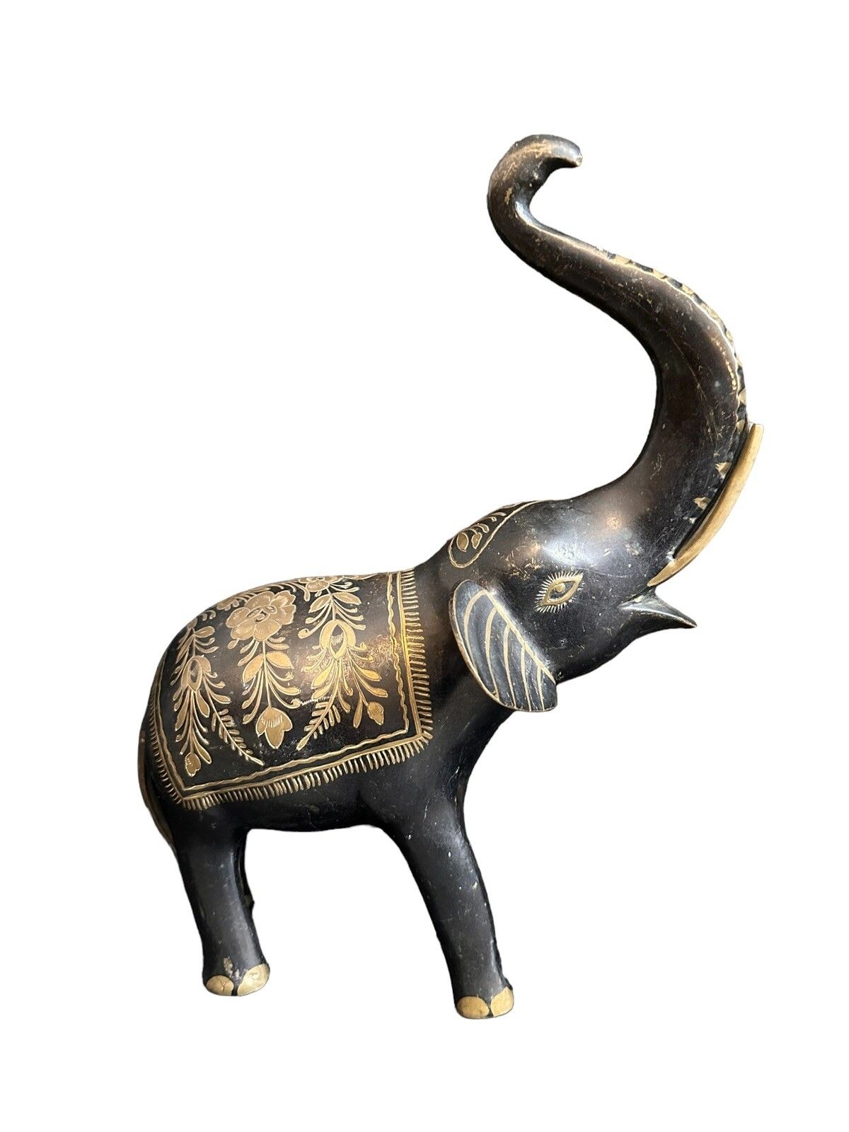 Mid Century C1970’s  Anglo Indian Handpainted Heavy Brass Lucky Elephant Statue photo 52.0
