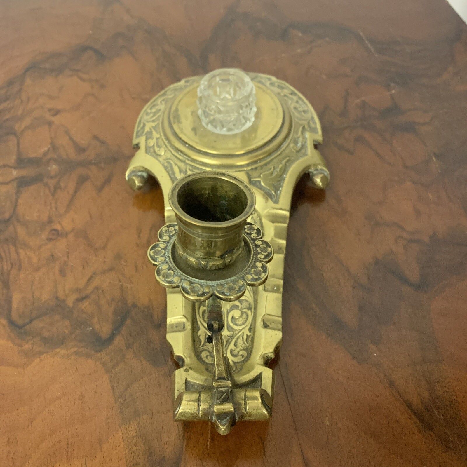 Antique Art Nouveau Candle Chamber Stick Inkstand Desk Prop  Gorgeous￼ photo furniture