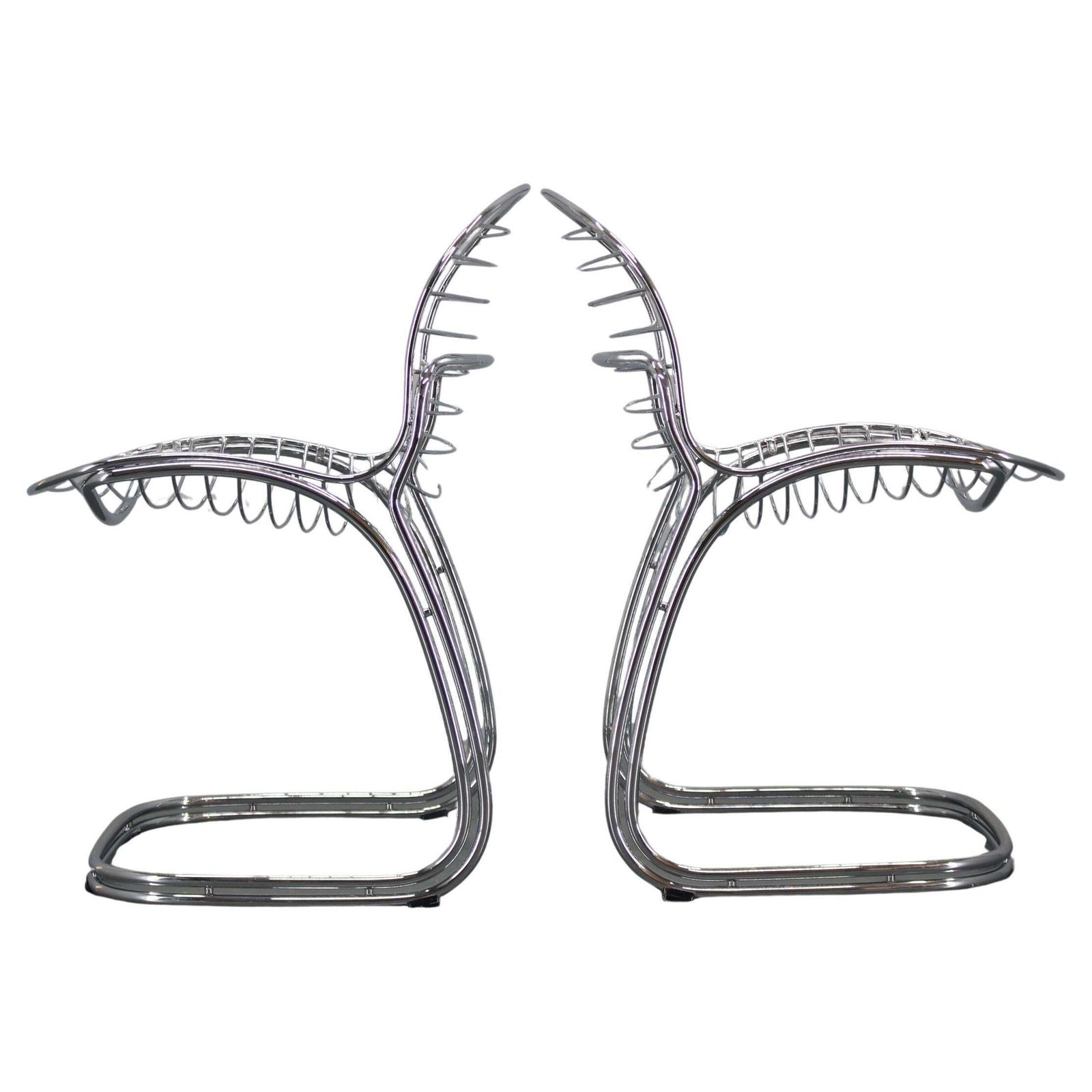 1970s Pair Of Gastone Rinaldi Chromed Steel Chairs For Rima, Italy