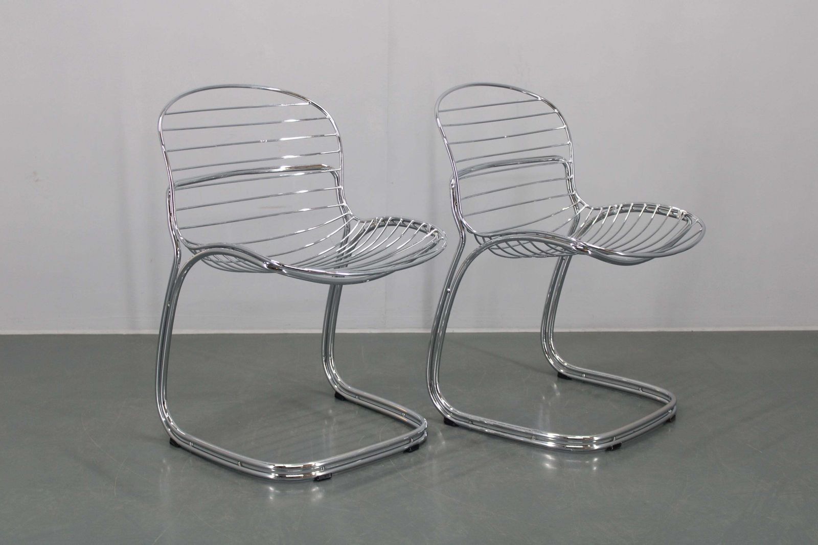 1970s Pair Of Gastone Rinaldi Chromed Steel Chairs For Rima, Italy photo for sale
