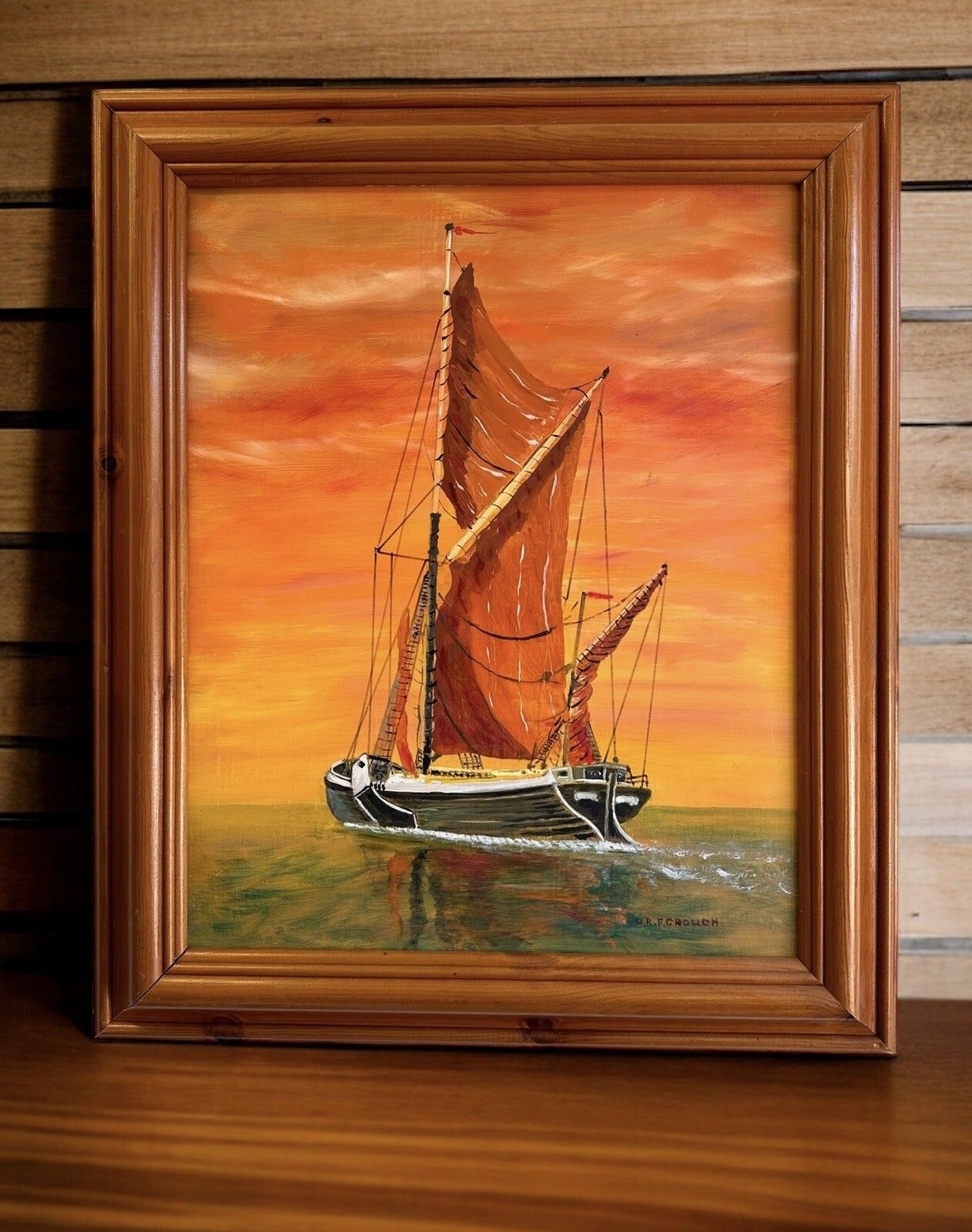 Vintage Oil, Painting, Signed, Maritime Nautical “Thames Barge” 64cm By 54cm