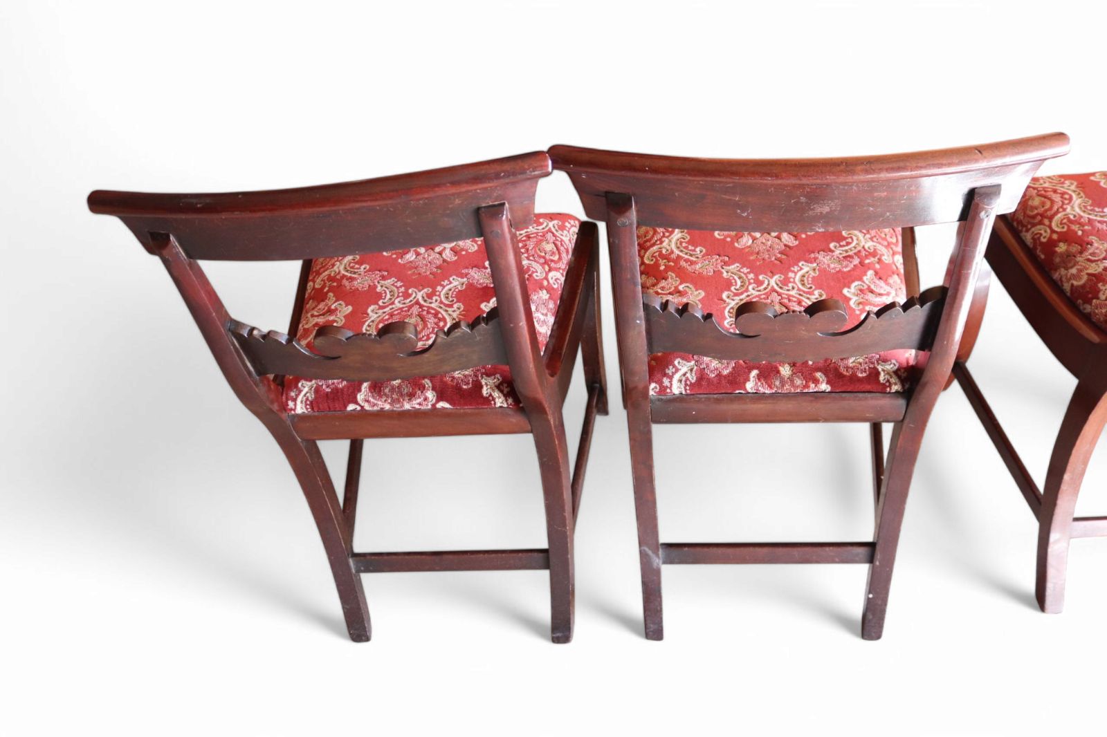 Set Of 4 Regency Style Antique Bar Back Sabre Leg Mahogany Dining Chairs photo vinterior