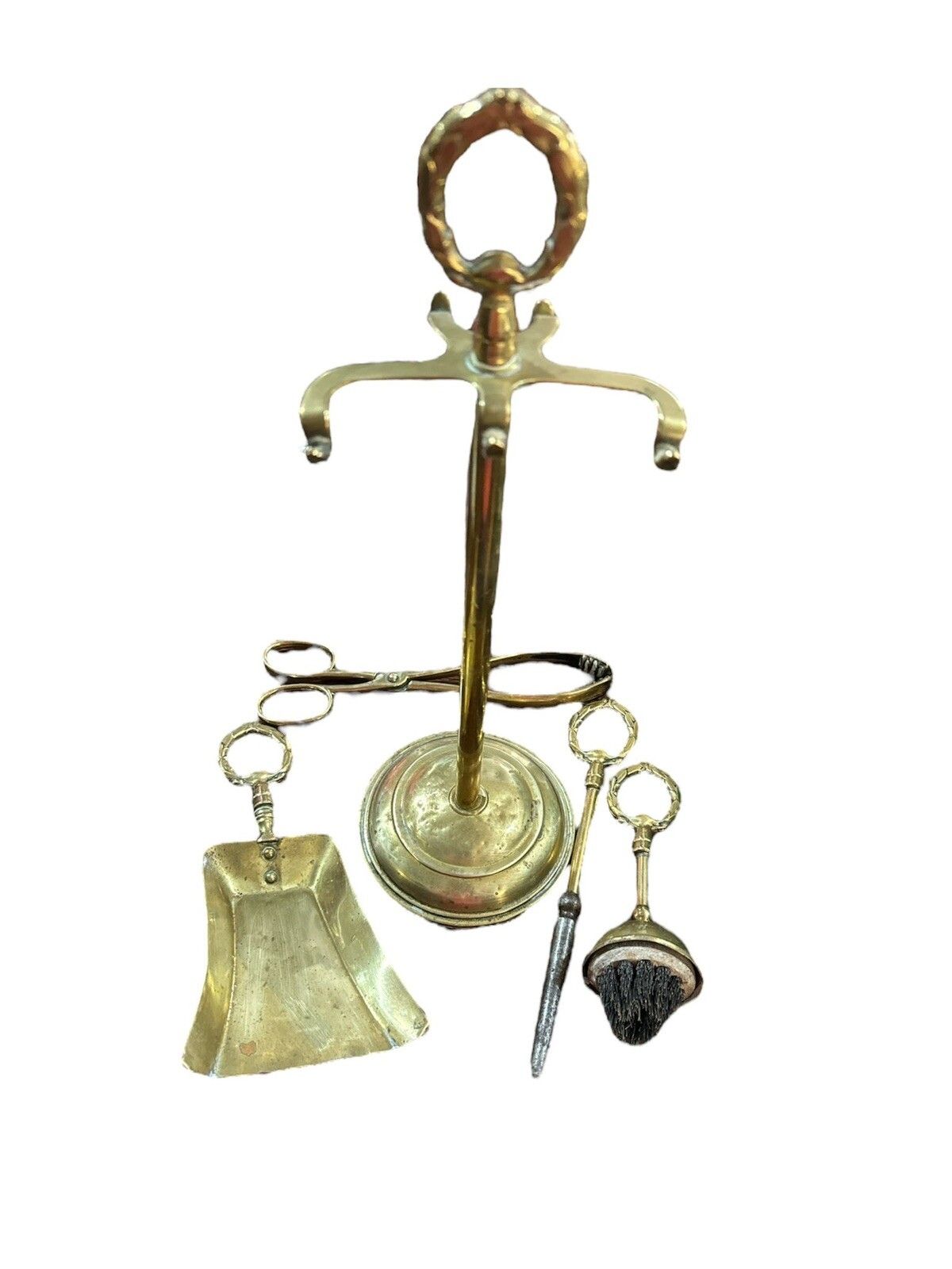 1930s Brass Fireplace Companion Tool Set photo buy