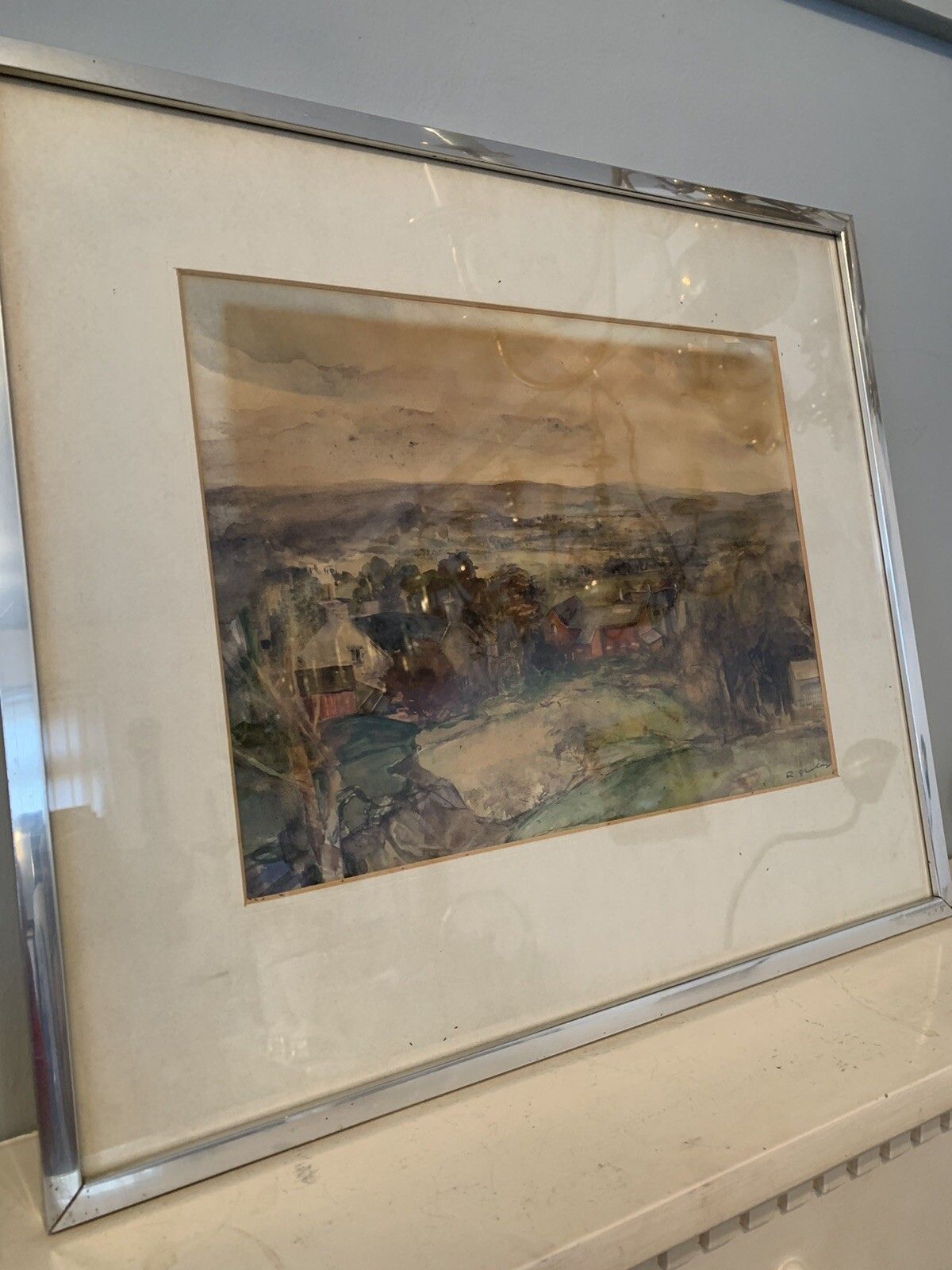 Original Watercolour Signed By Artist Landscape Countryside Scene 45cm By 39 photo Art