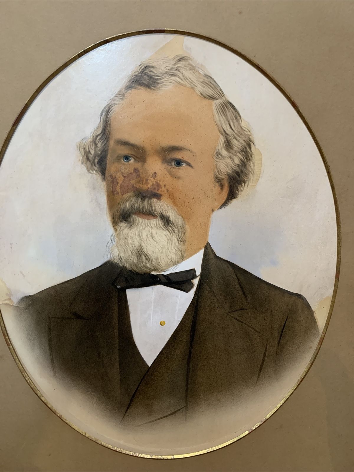 Antique Original Painting Self Portrait Of A High Society Gentleman photo furniture