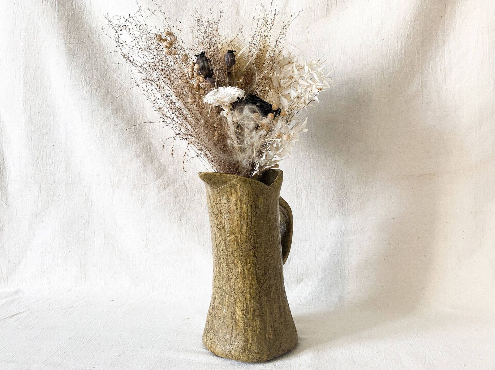 Killer Handmade Pottery Pitcher. Earthenware Irregular Water Jug. Primitive Pottery Carafe. Rustic Ceramic Tableware, Drinkware, Homeware. photo furniture