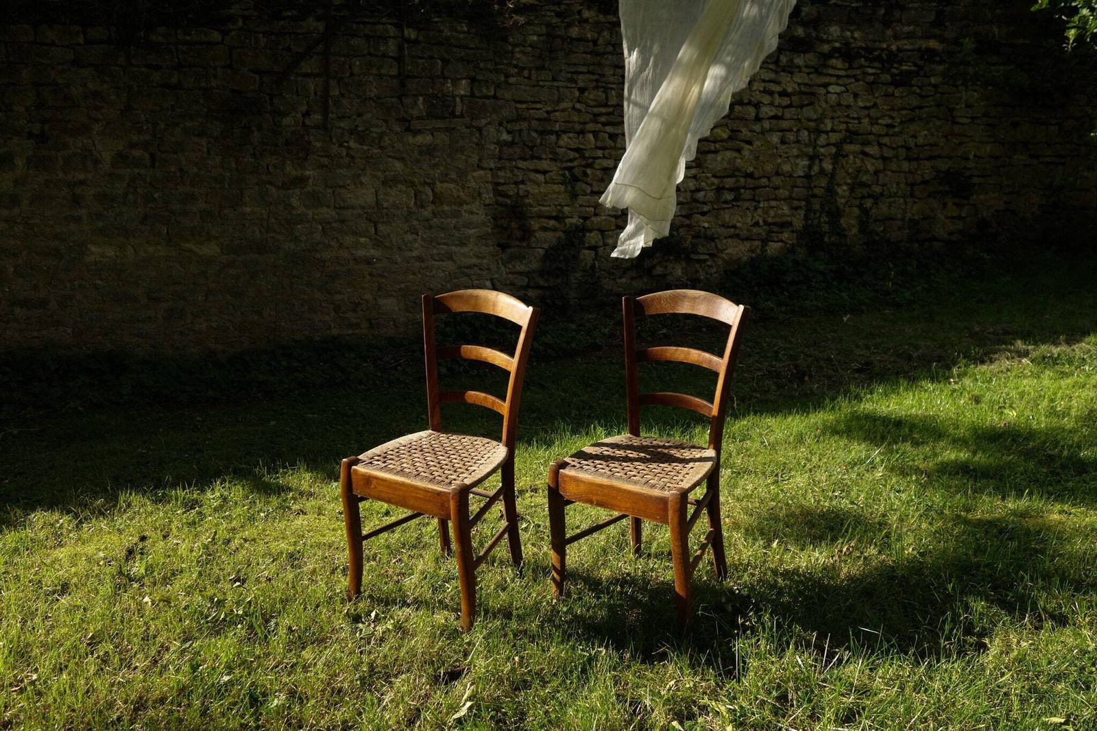 French Rustic Bistro Wooden Chairs photo vintage