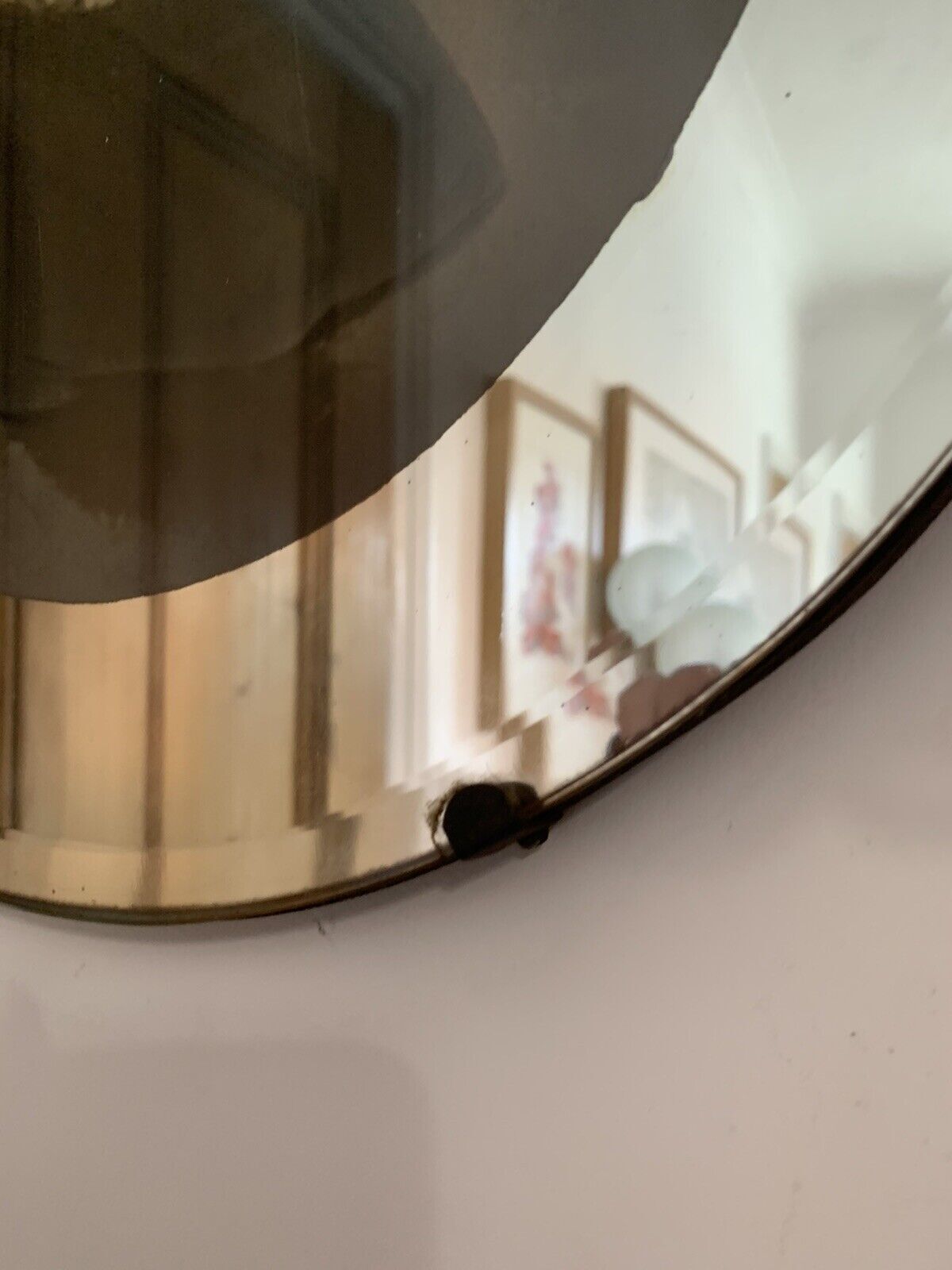 Original Edwardian Art Deco Frameless Mirror Photograph Frame On Chain 41cm X 36 photo for sale