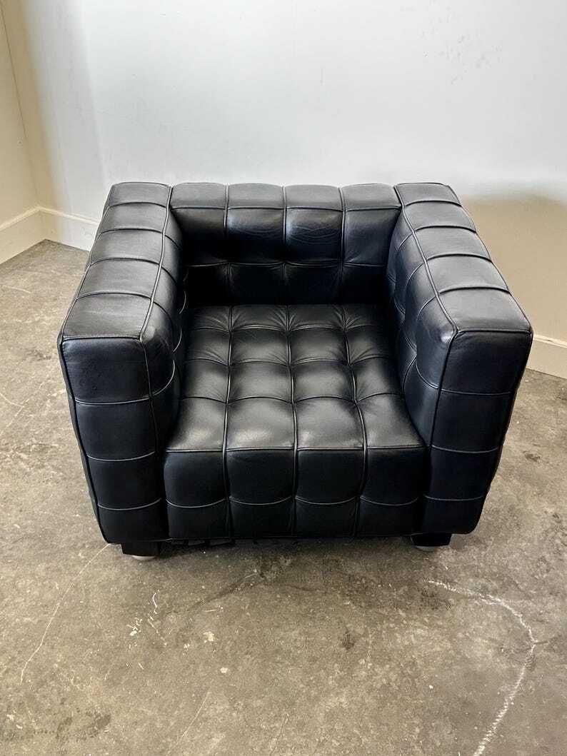 Wittmann Kubus Leren Fauteuil Van Josef Hoffmann, Jaren 1980 photo 3332.0