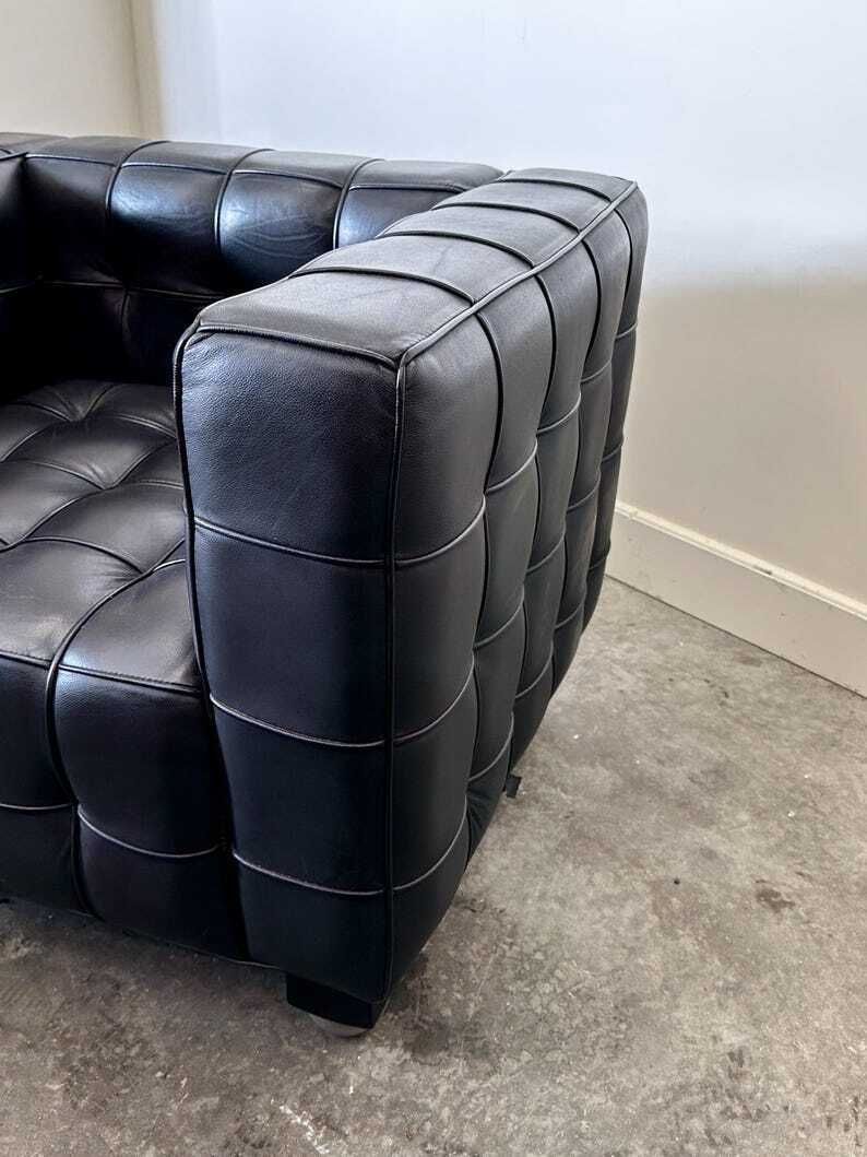 Wittmann Kubus Leren Fauteuil Van Josef Hoffmann, Jaren 1980 photo vinterior