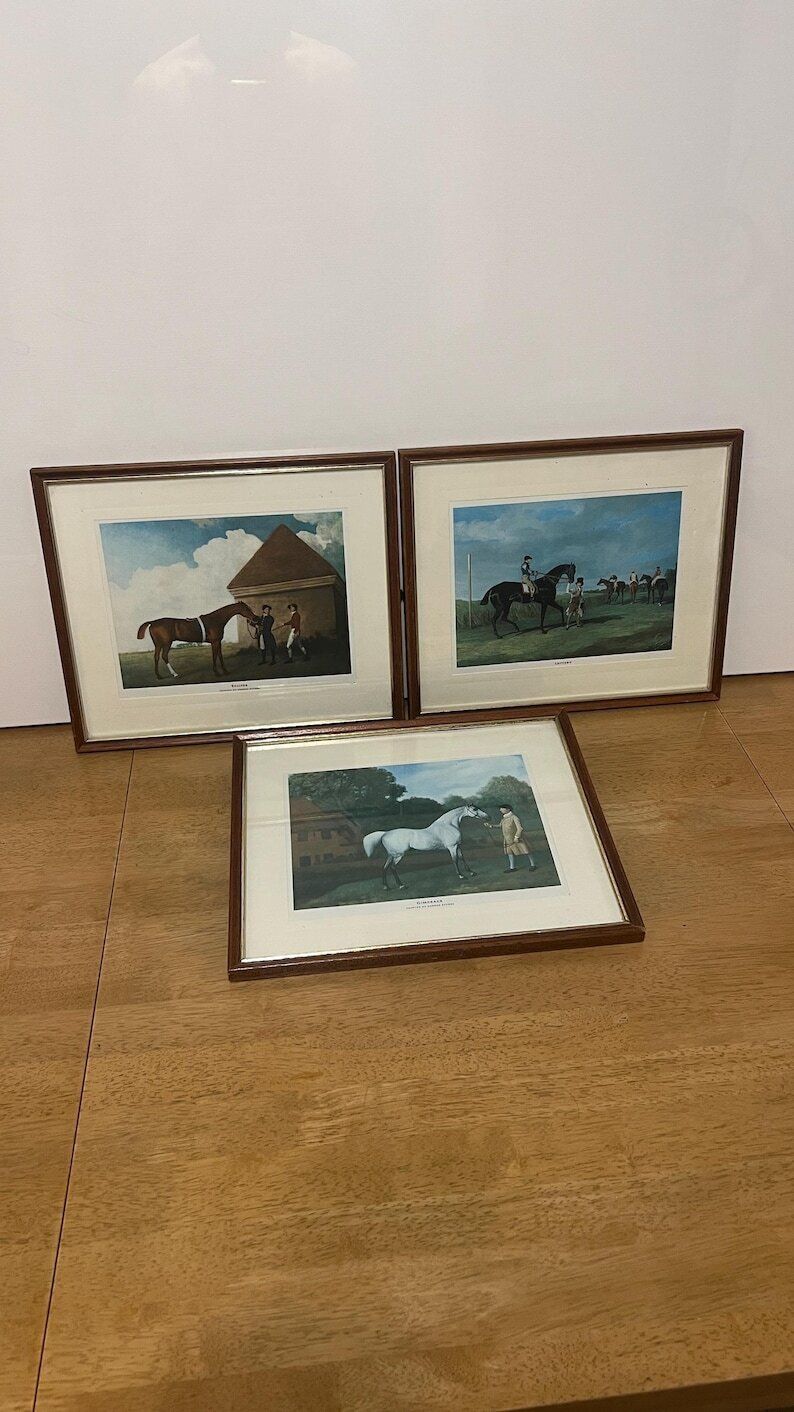 Set Of 3 Mid Century Equestrian Prints – Lottery, Gimcrack And Eclipse By Herring And Stubbs