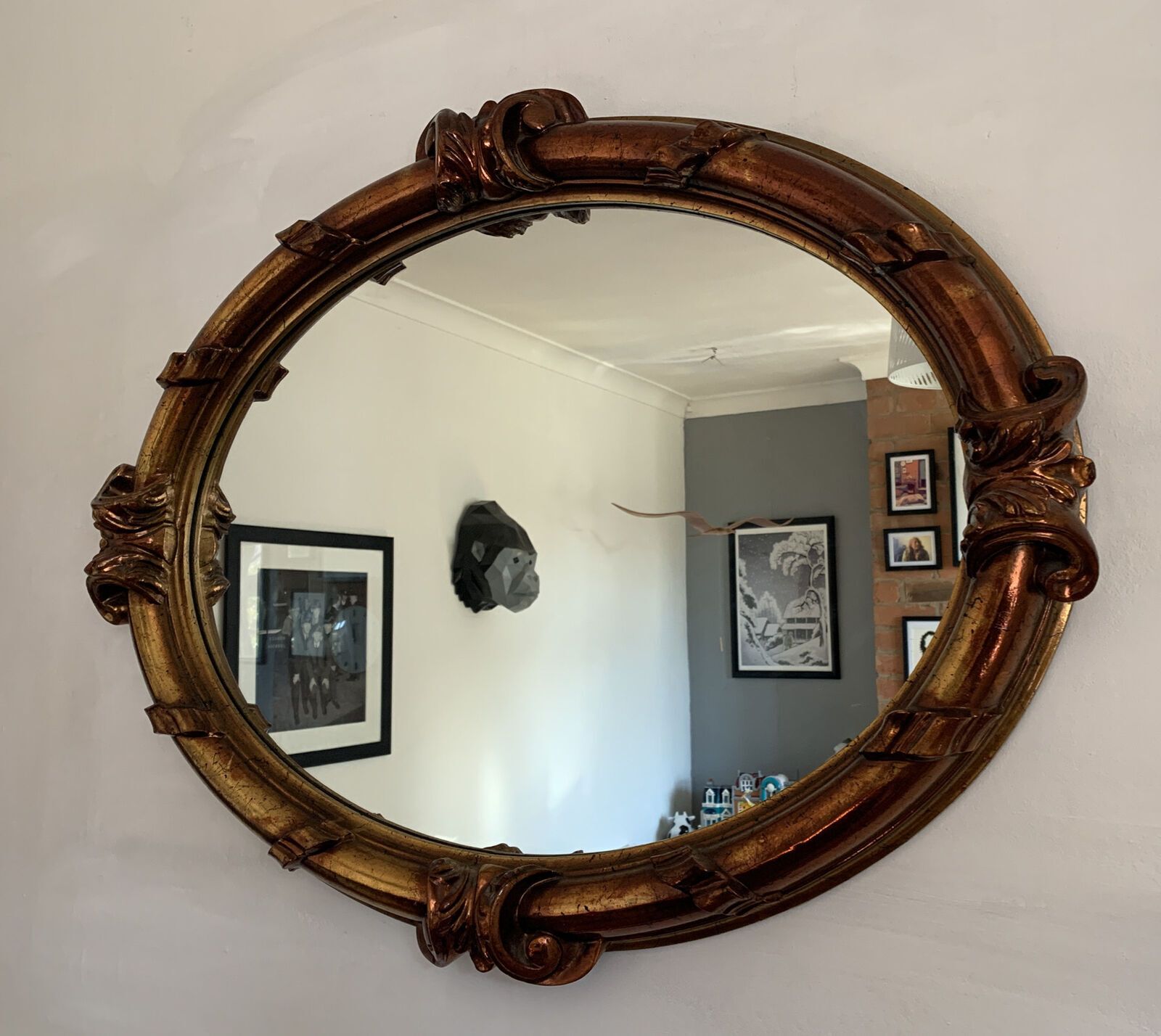Superb Gorgeous Large Gilt Gold Metallic Mirror 38” X 29” photo furniture