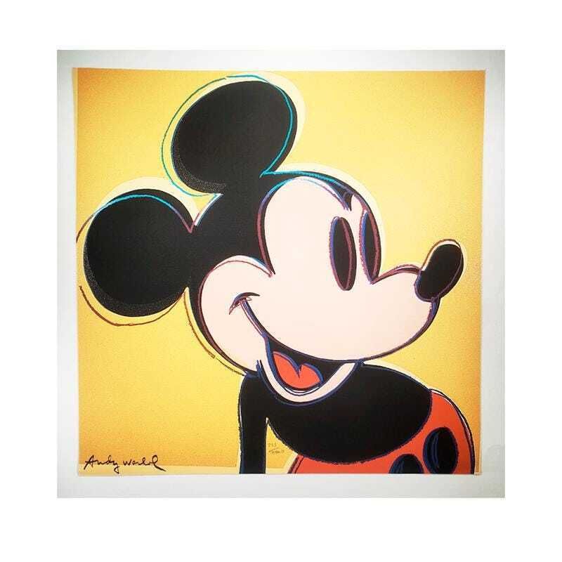 1980s Andy Warhol "Mickey Mouse" Limited Edition Lithograph By Cmoa   Carnegie Museum Of Art   Pittsburgh. Numbered In Pencil. photo furniture