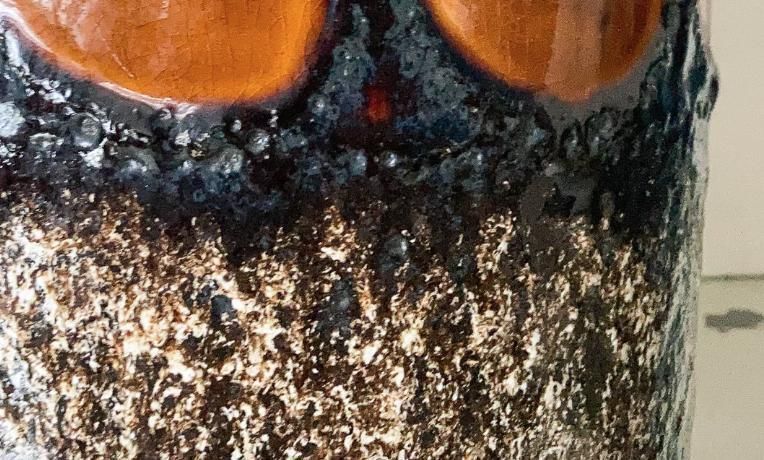 Vintage West German Lava Ceramic Vase   Mid Century Modern Home Accent photo vintage