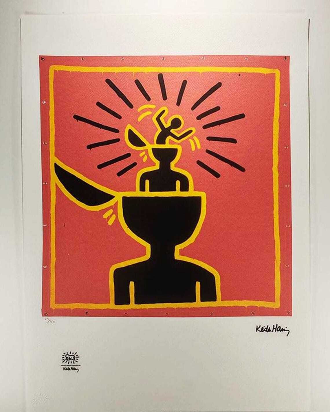 1990s Keith Haring Limited Edition Lithograph Numbered In Pencil.