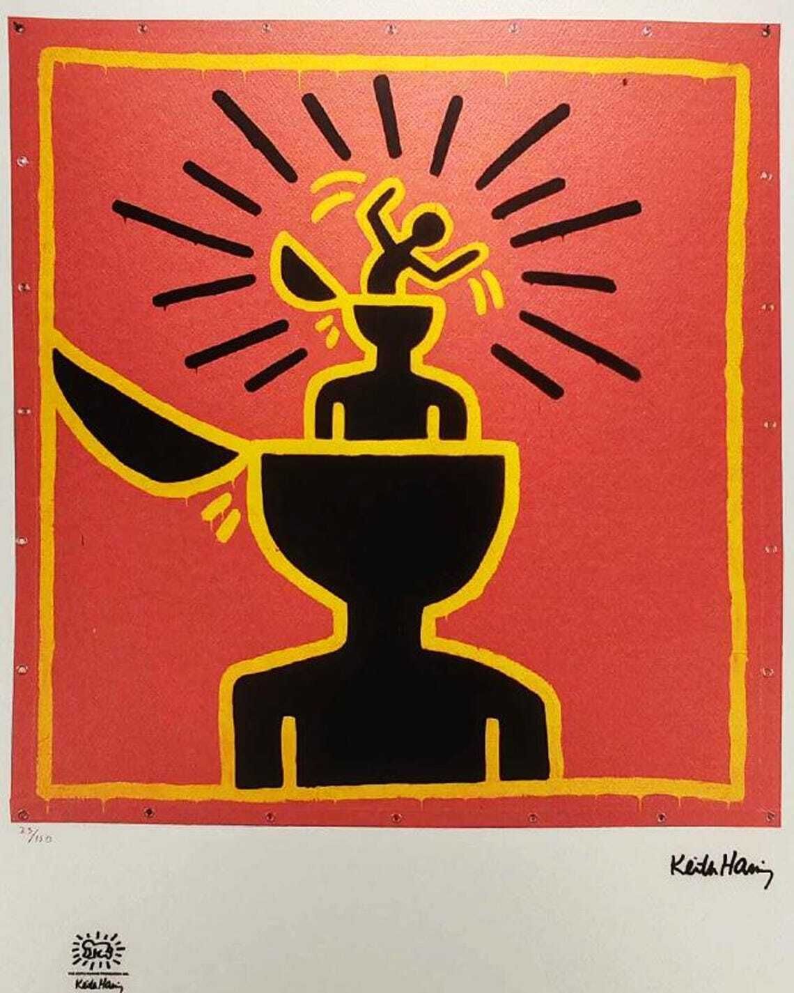 1990s Keith Haring Limited Edition Lithograph Numbered In Pencil. photo furniture