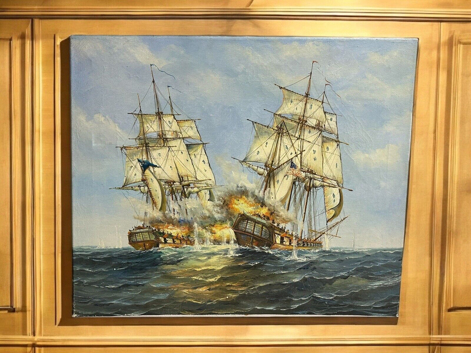 Galleon Ship Maritime Nautical Scene 61cm By 51cm Oil On Canvas