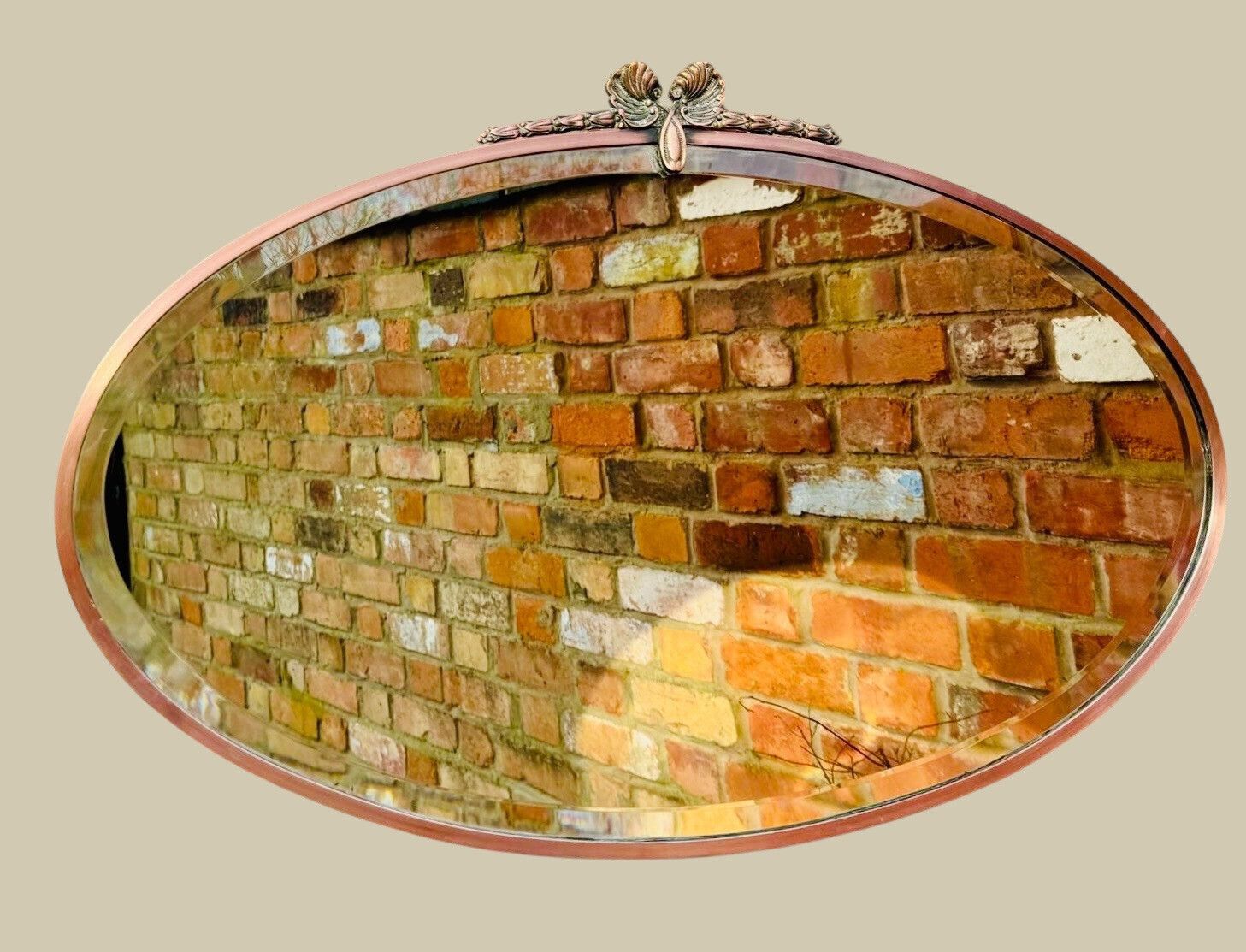 Gorgeous Copper Bevelled Oval Mirror   C1910 Edwardian Art Deco