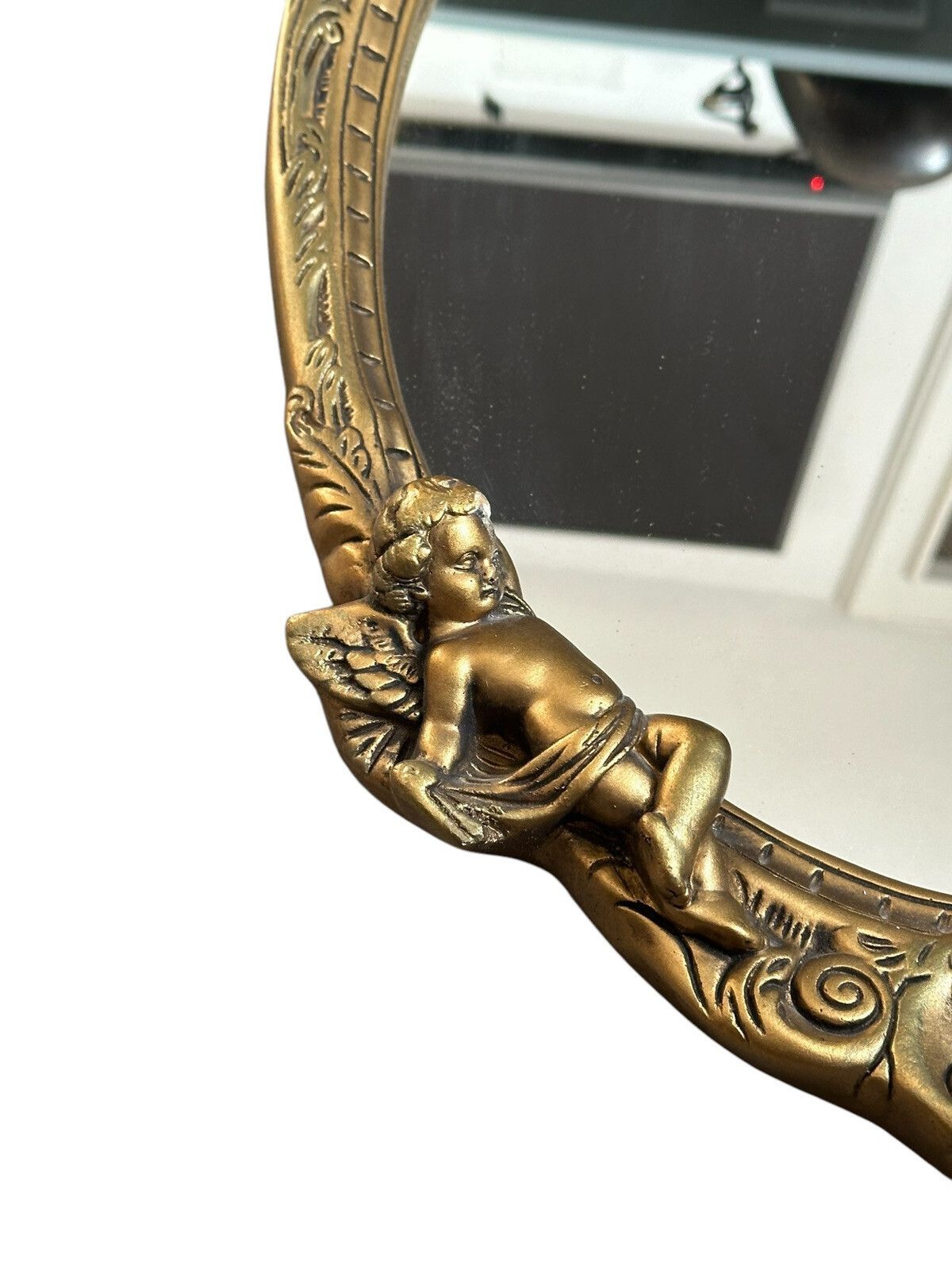 Ornate Rococo Style Gold Mirror Wall Mirror Gilt Frame Cherub Putti   65by40cm photo Home Decor