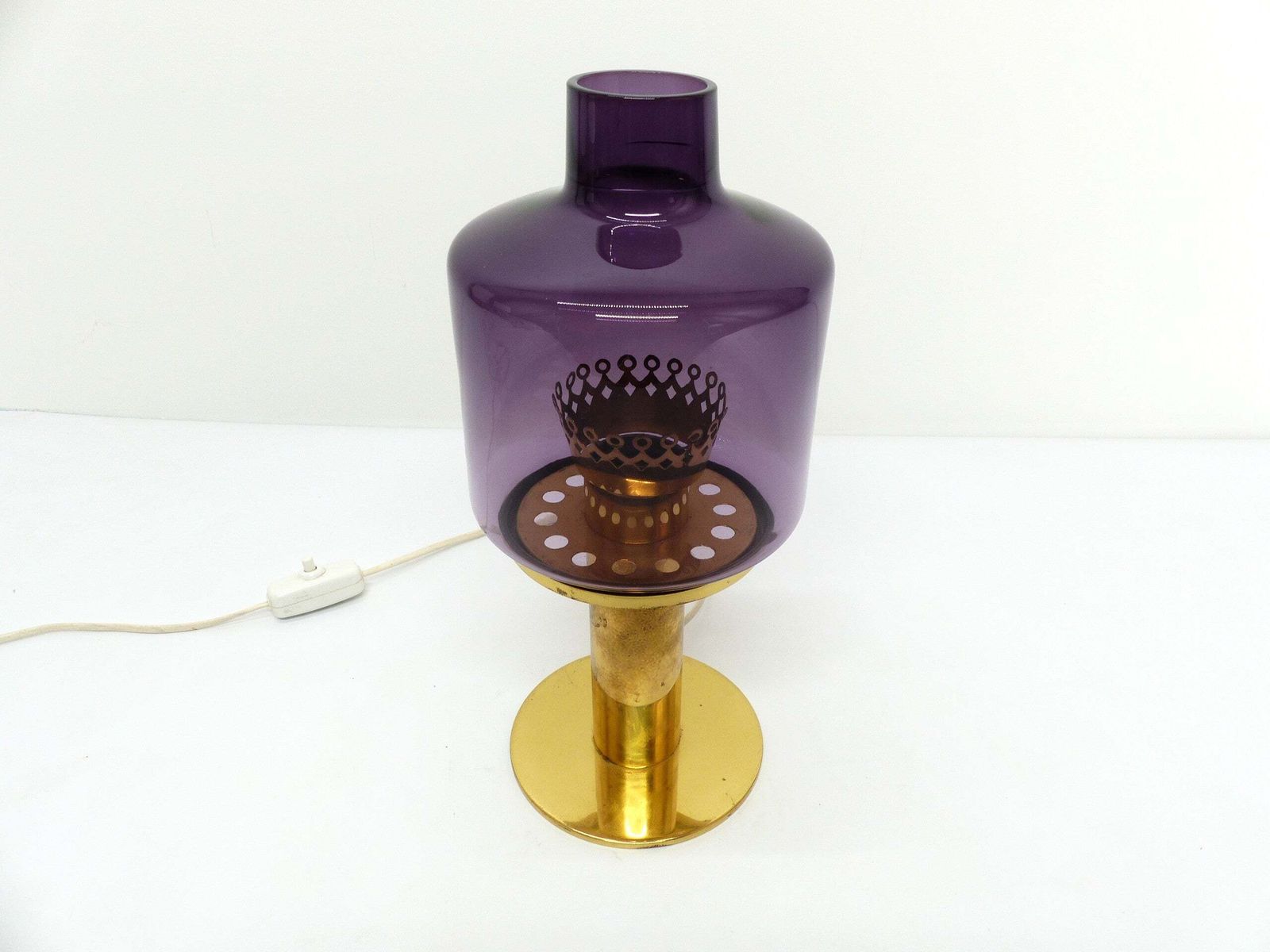 Hans Agne Jakobsson Scandinavian Lamp Brass And Purple Glass B 102 photo furniture