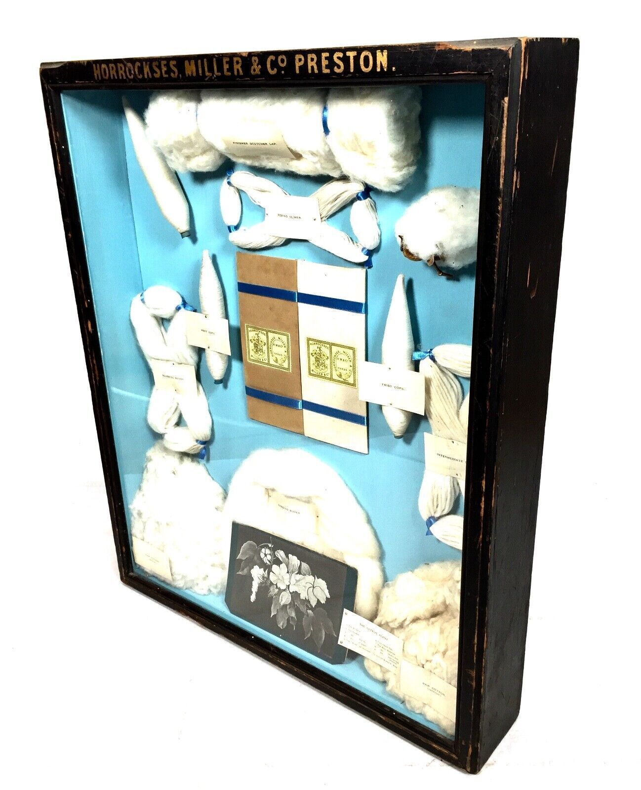 Georgian Antique Horrocks, Miller And Co Presentation Framed Yarn Display C.1820 photo for sale