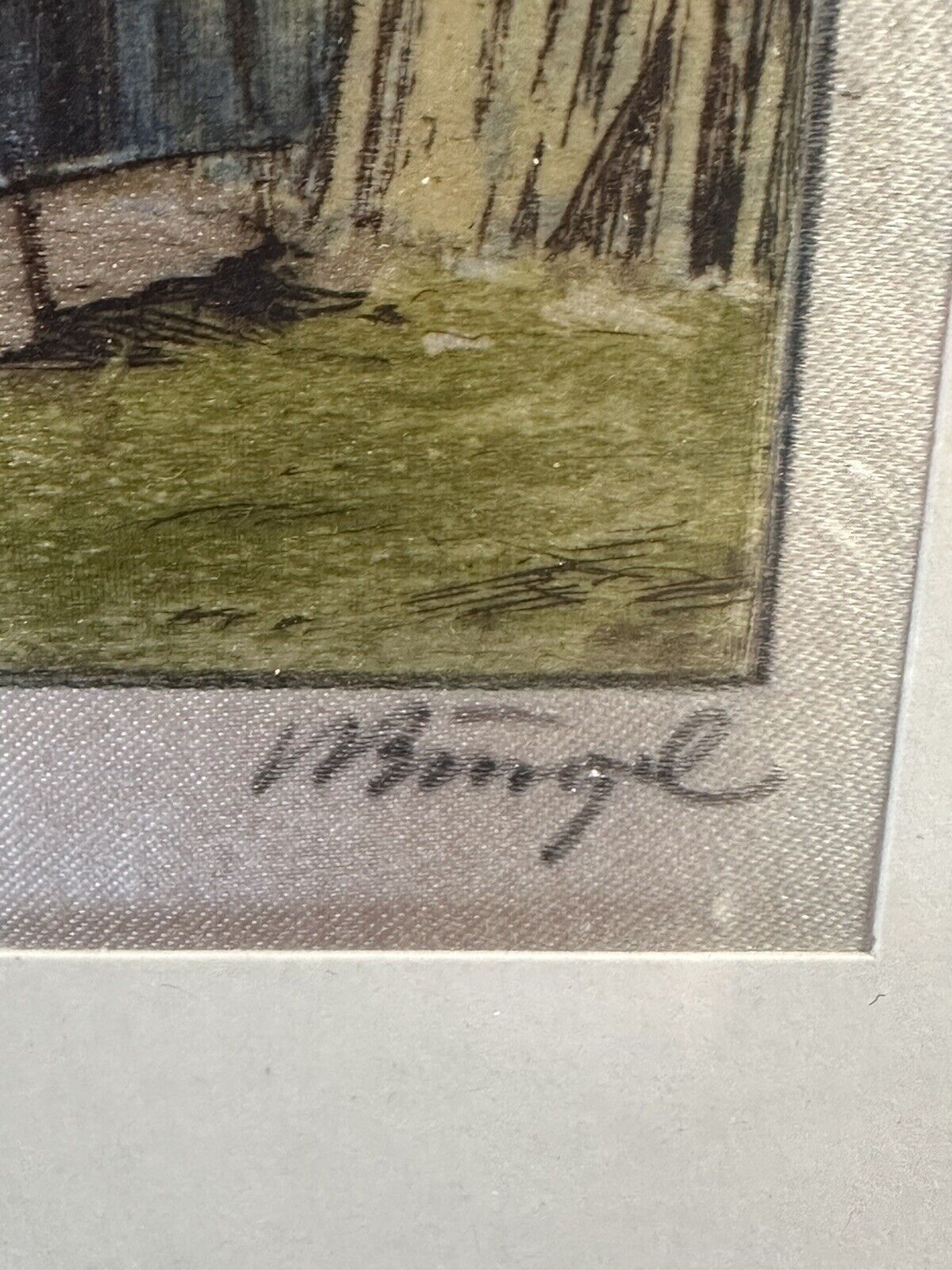 Vintage Signed Painting On Silk   French Alps Scene   33cm By 22cm photo for sale