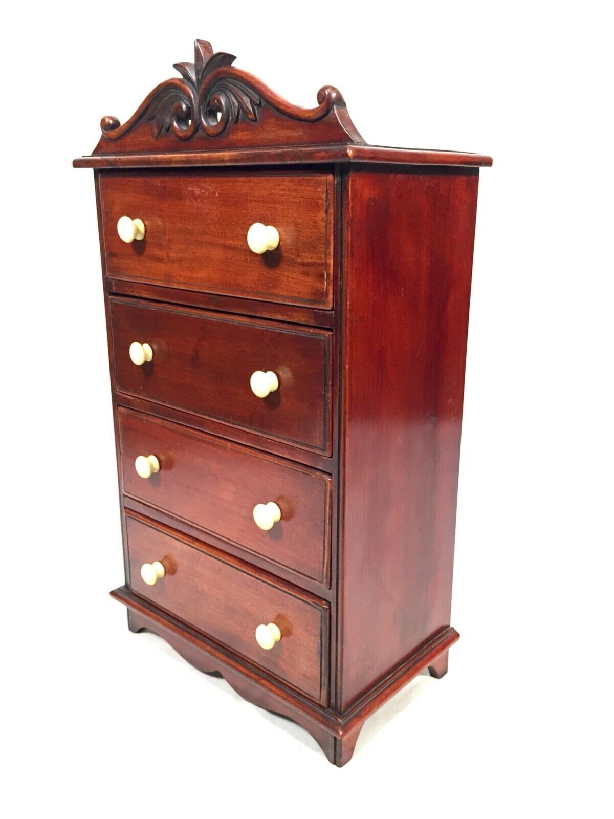Antique Miniature Tabletop Wooden Chest Of Drawers C.1910 / Apprentice Furniture photo for sale