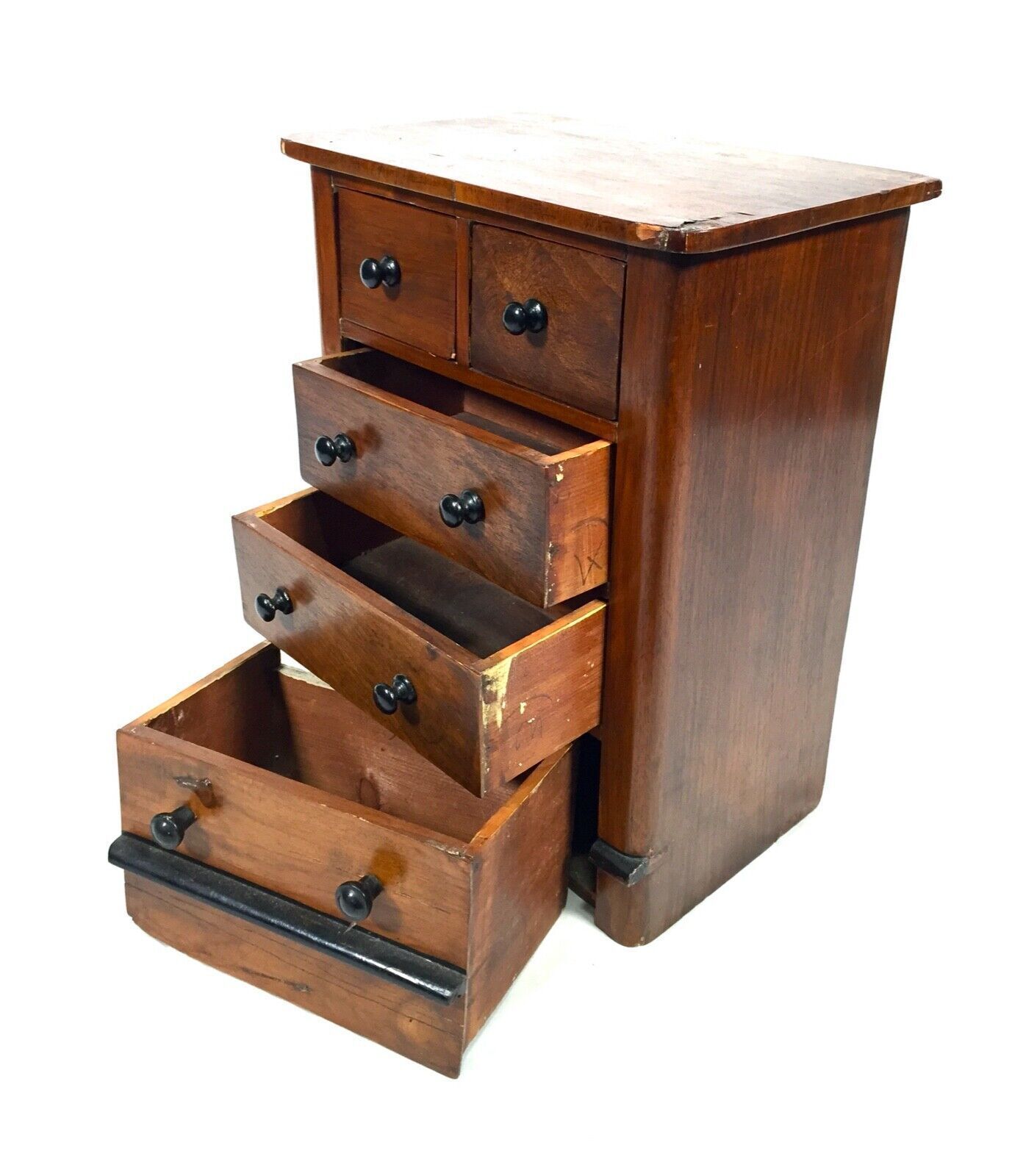 Antique Miniature Tabletop Wooden Chest Of Drawers C.1910 / Apprentice Furniture photo vinterior