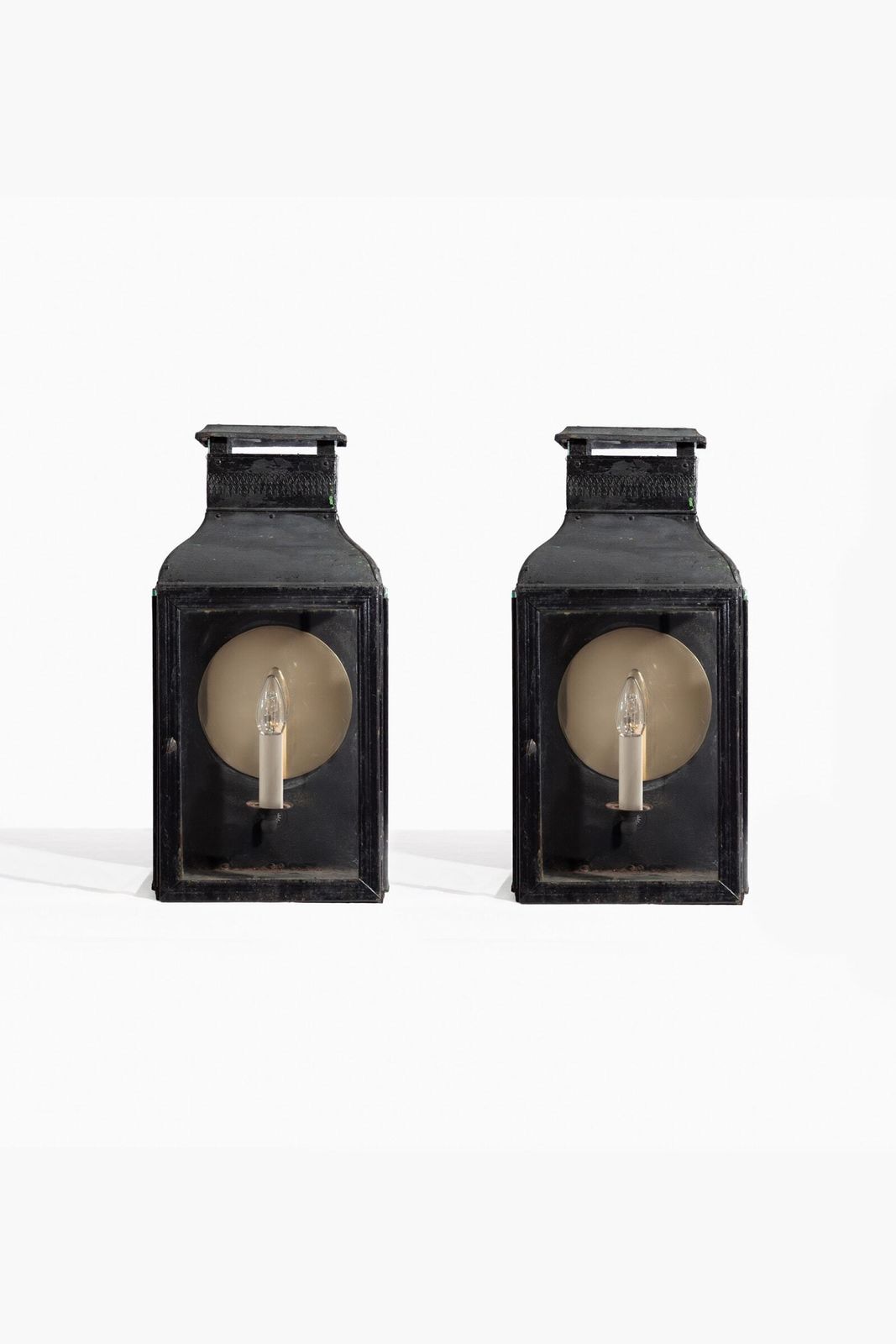 Pair Of George III Tole Painted Wall Lanterns, C.1810