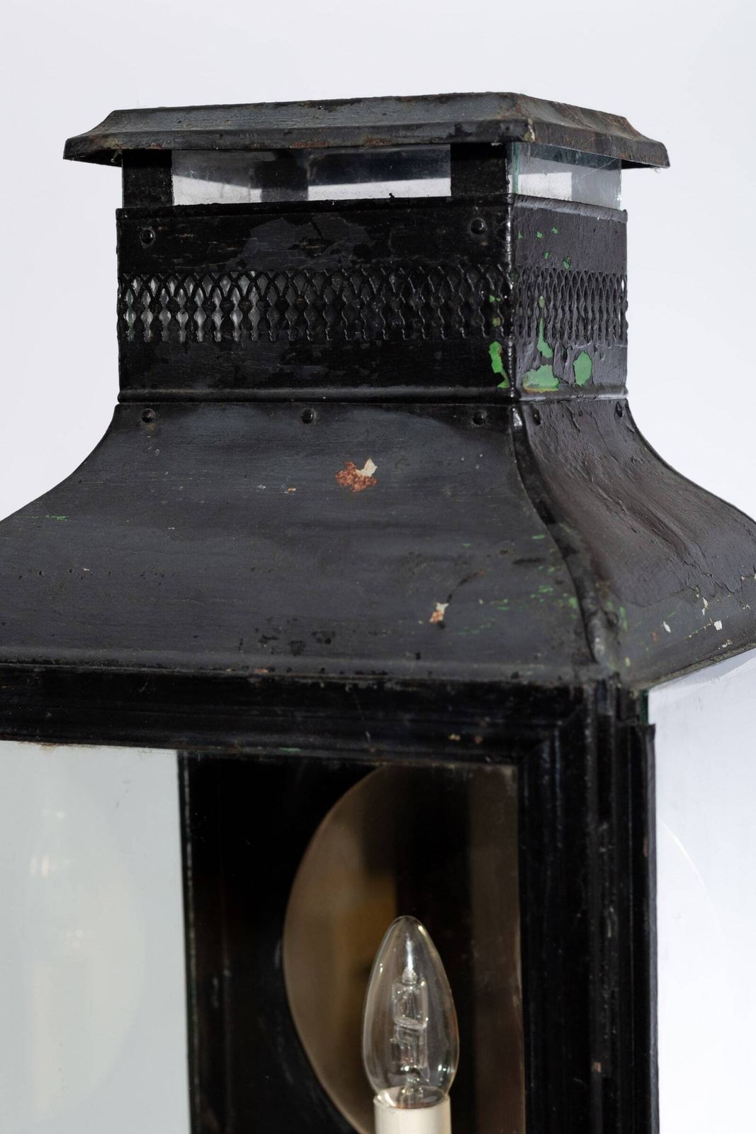 Pair Of George III Tole Painted Wall Lanterns, C.1810 photo for sale