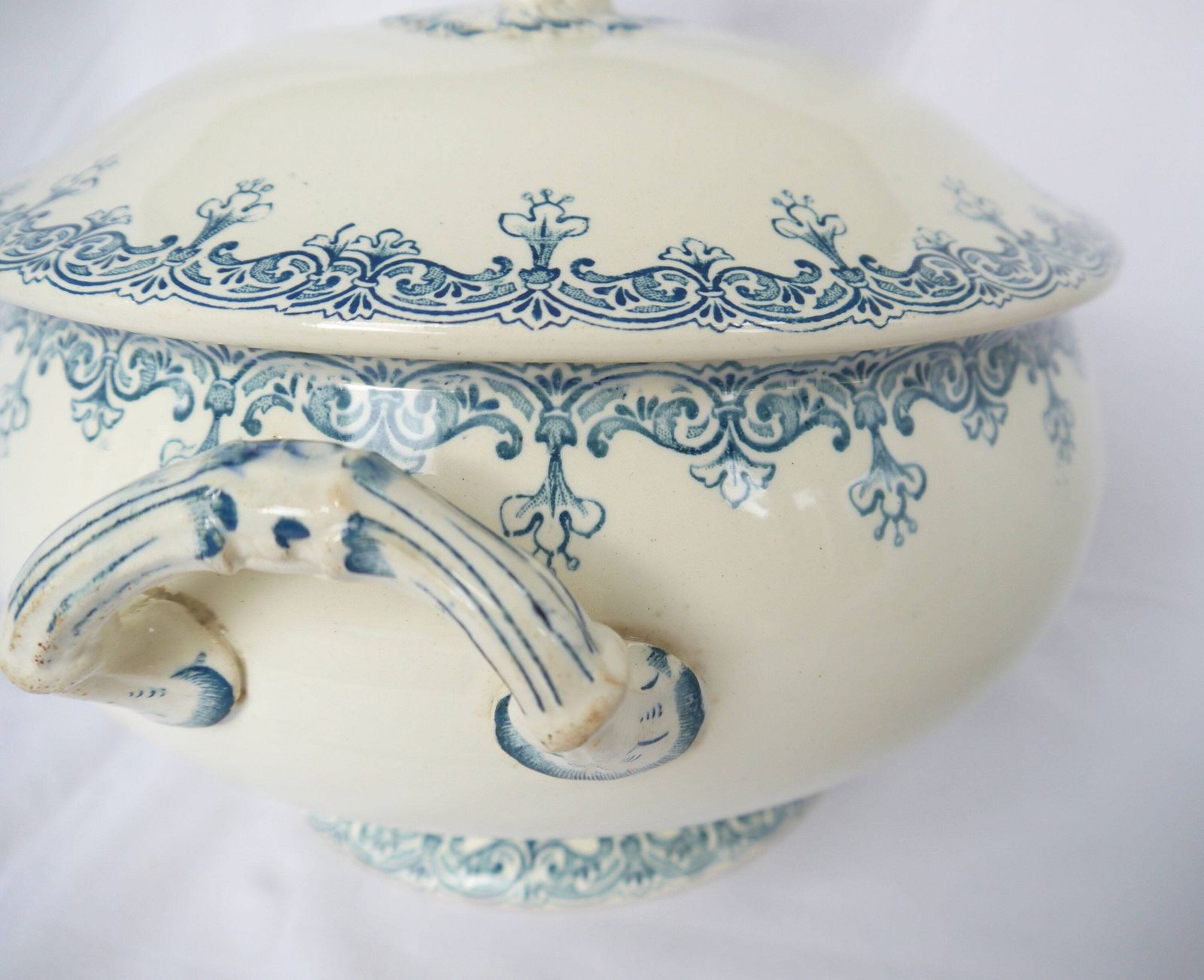 Vintage French Soup Tureen, Ironstone Soup Tureen, Antique Serving Bowl, Vegetable Serving Dish, photo 78.0