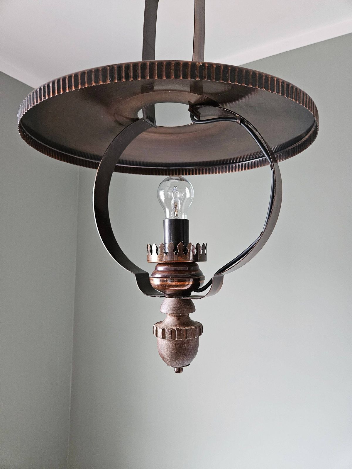 Vintage Copper Chandelier, Mid Century Ceiling Lamp, Pendant Light, Mid Century Modern, 70's Rustic Lamp, Retro Hanging Light, Mcm photo Lighting