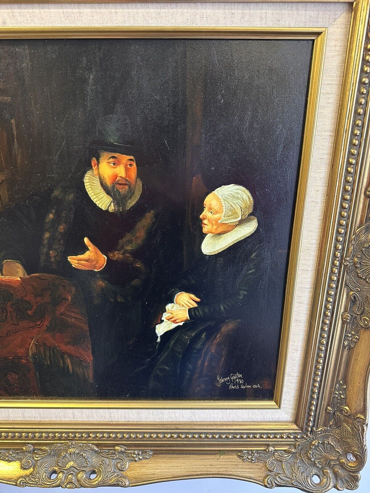 Original Signed Oil By Johnny Gaston In The Style Of Rembrandt photo furniture