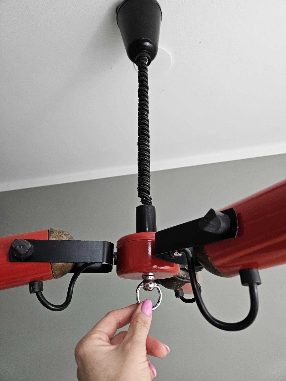 Retro Pendant Light, Adjustable Lamp, Vintage Hanging Light, Red Spot Light, 80s, Ceiling Light, Retro Lamp, Spotlights photo Lighting