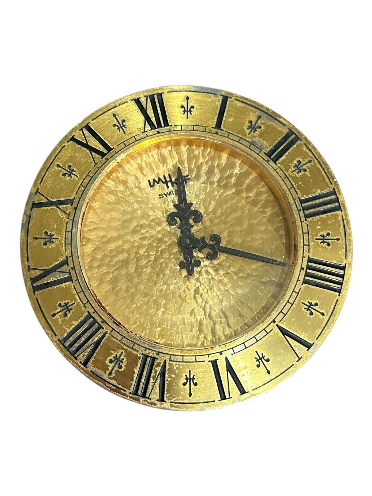 Imahof Mid Century Gold Neo Classical Musical Scene Desk Table Clock   Very Rare photo Home Decor