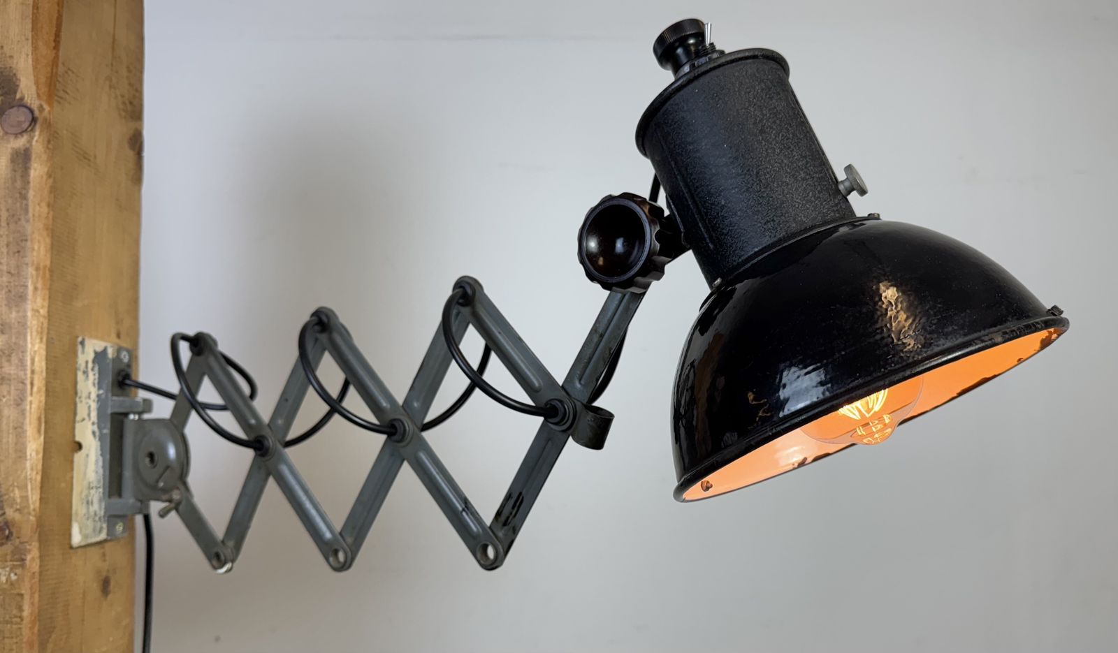 279.0 Industrial Black Enamel Scissor Wall Lamp, 1950s, 2x photo