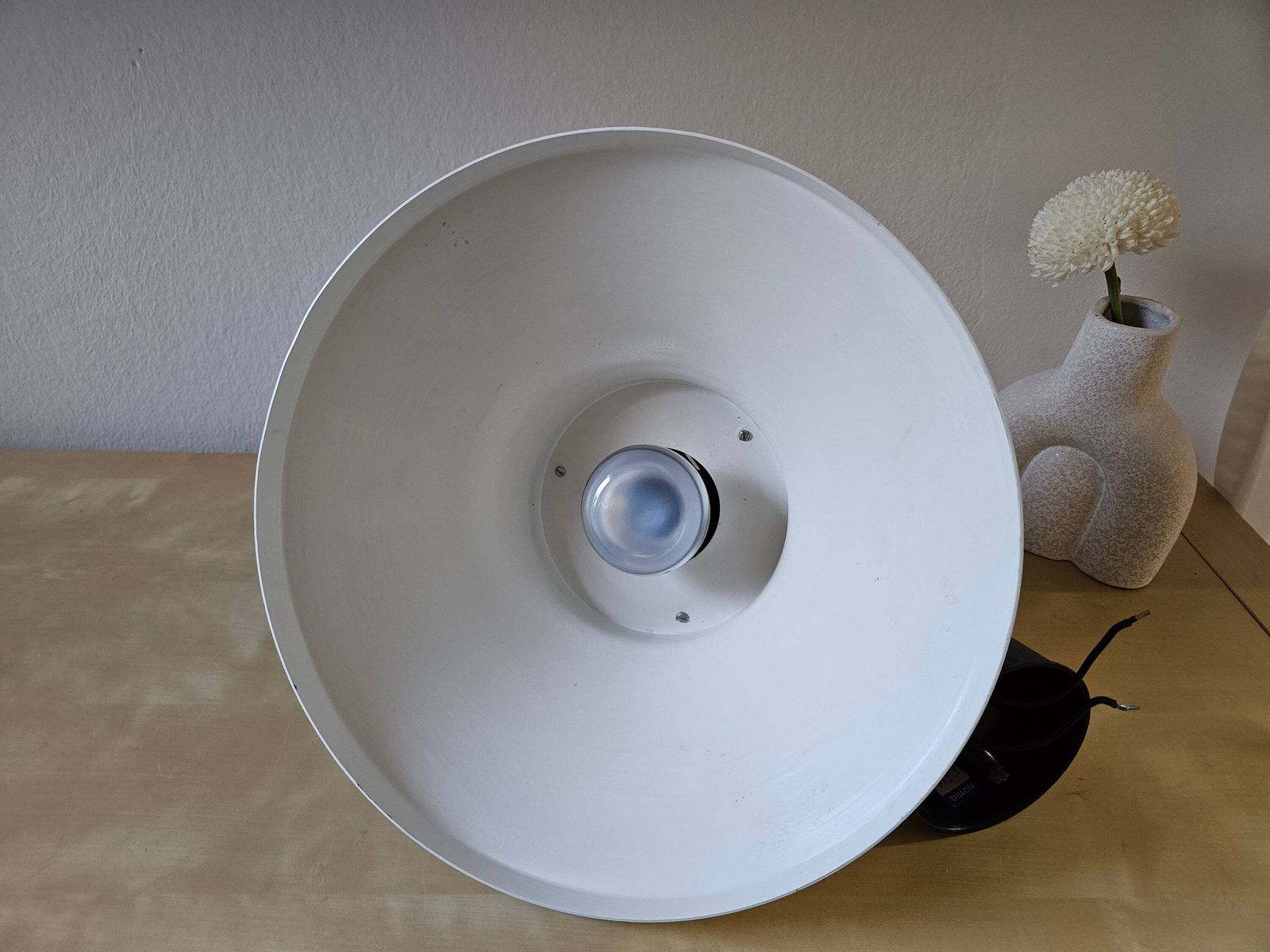 Vintage Pendant Lamp, White Lamp, Metal Lamp, Vintage Ceiling Light, 80's Lamps, Retro Hanging Light, Retro Kitchen Lamp, Black And White photo vintage