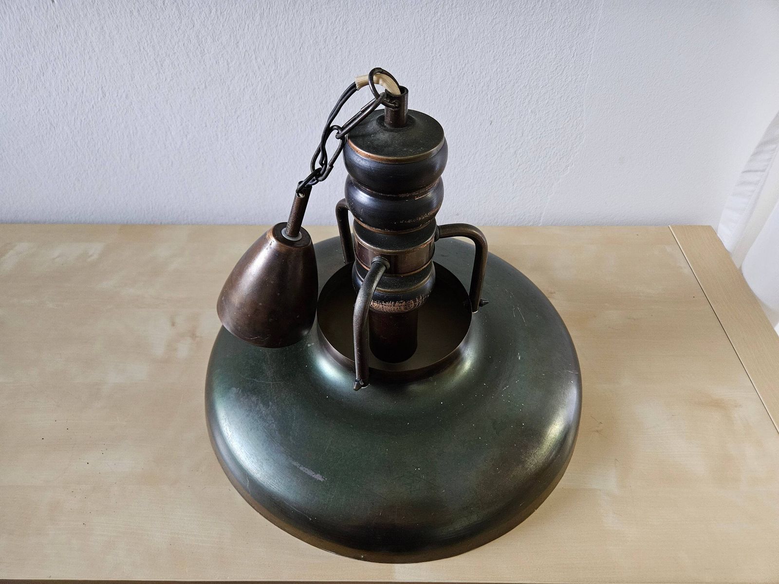 Vintage Ceiling Light / Copper Pendant Lamp / Vintage Chandelier / Mid Century Modern / 70s / Rustic Lamp / Retro Hanging Light / Bronze photo 197.0