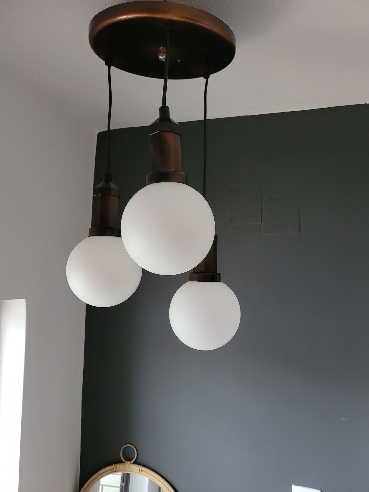 Mid Century Copper Glass Cascade Pendant Lamp / Vintage Ceiling Light / Space Age Sputnik Hanging Lamp / Yugoslavia Light Fixture/ Mcm Lamp
