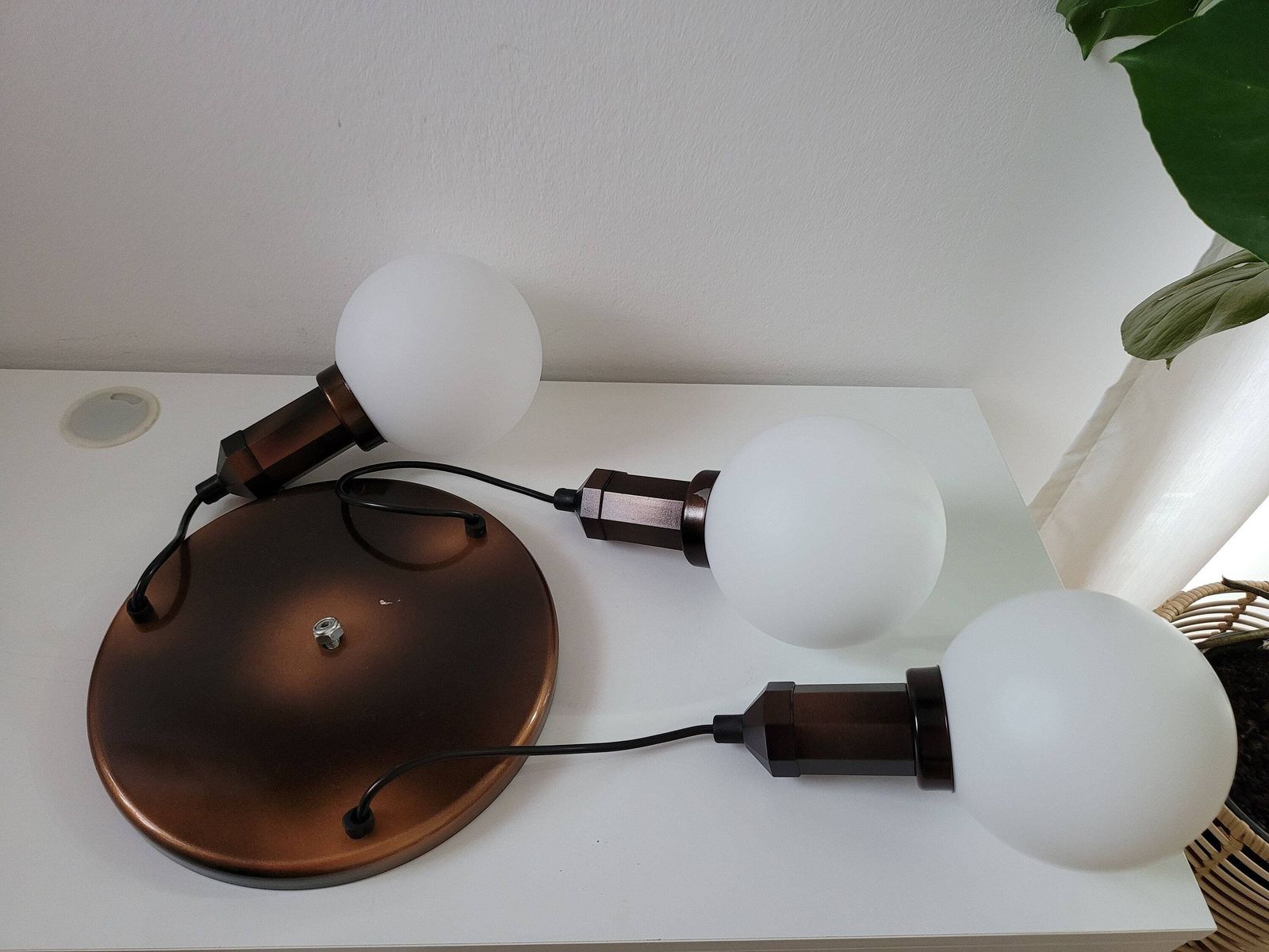 Mid Century Copper Glass Cascade Pendant Lamp / Vintage Ceiling Light / Space Age Sputnik Hanging Lamp / Yugoslavia Light Fixture/ Mcm Lamp photo buy