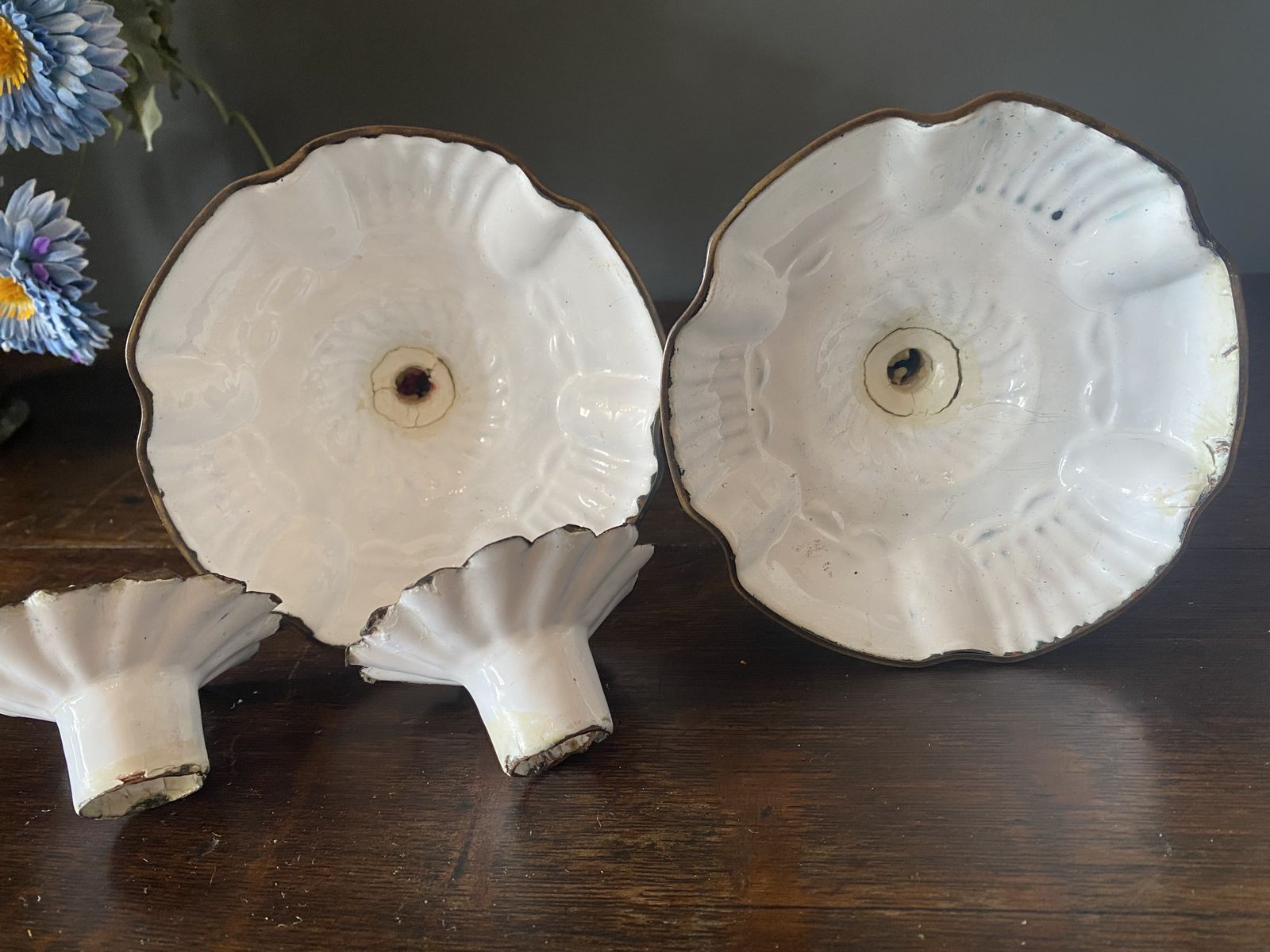 A Pair Of Bilston/Battersea Mid 18th Century Candle Sticks photo buy
