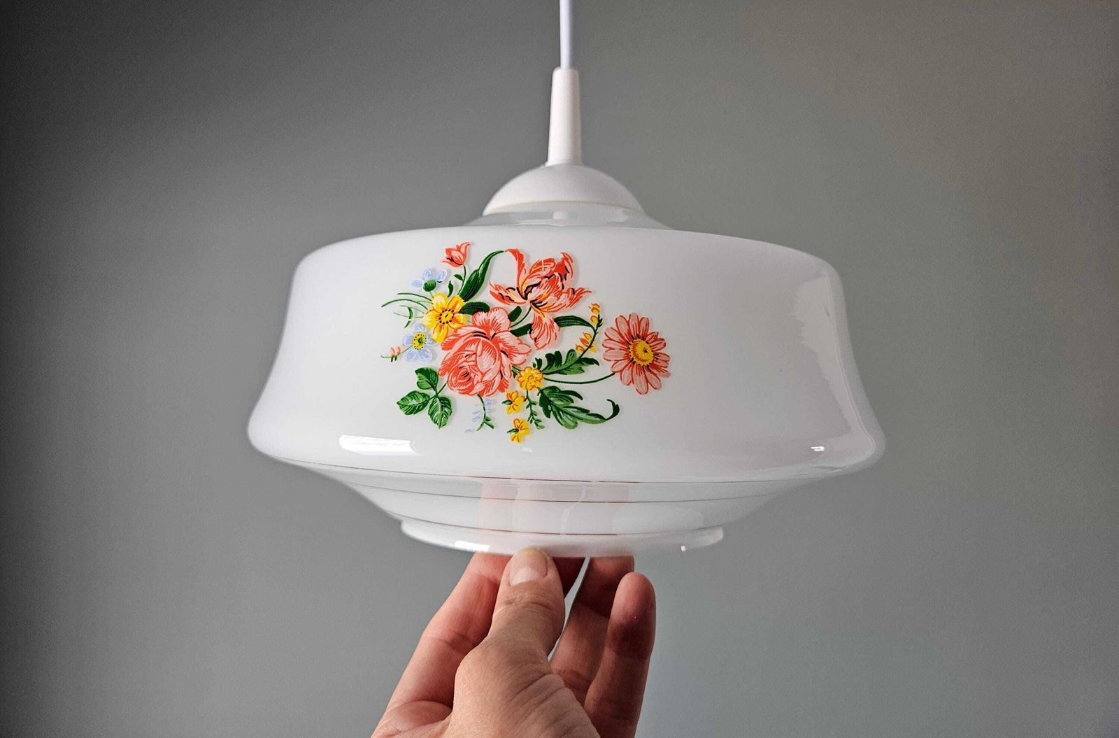 Vintage Pendant Light, Kitchen Lamp, Retro Lamp, Granny's Lamp, Cottage Core, Flower Ceiling Light, 60's Lamps, Farmhouse