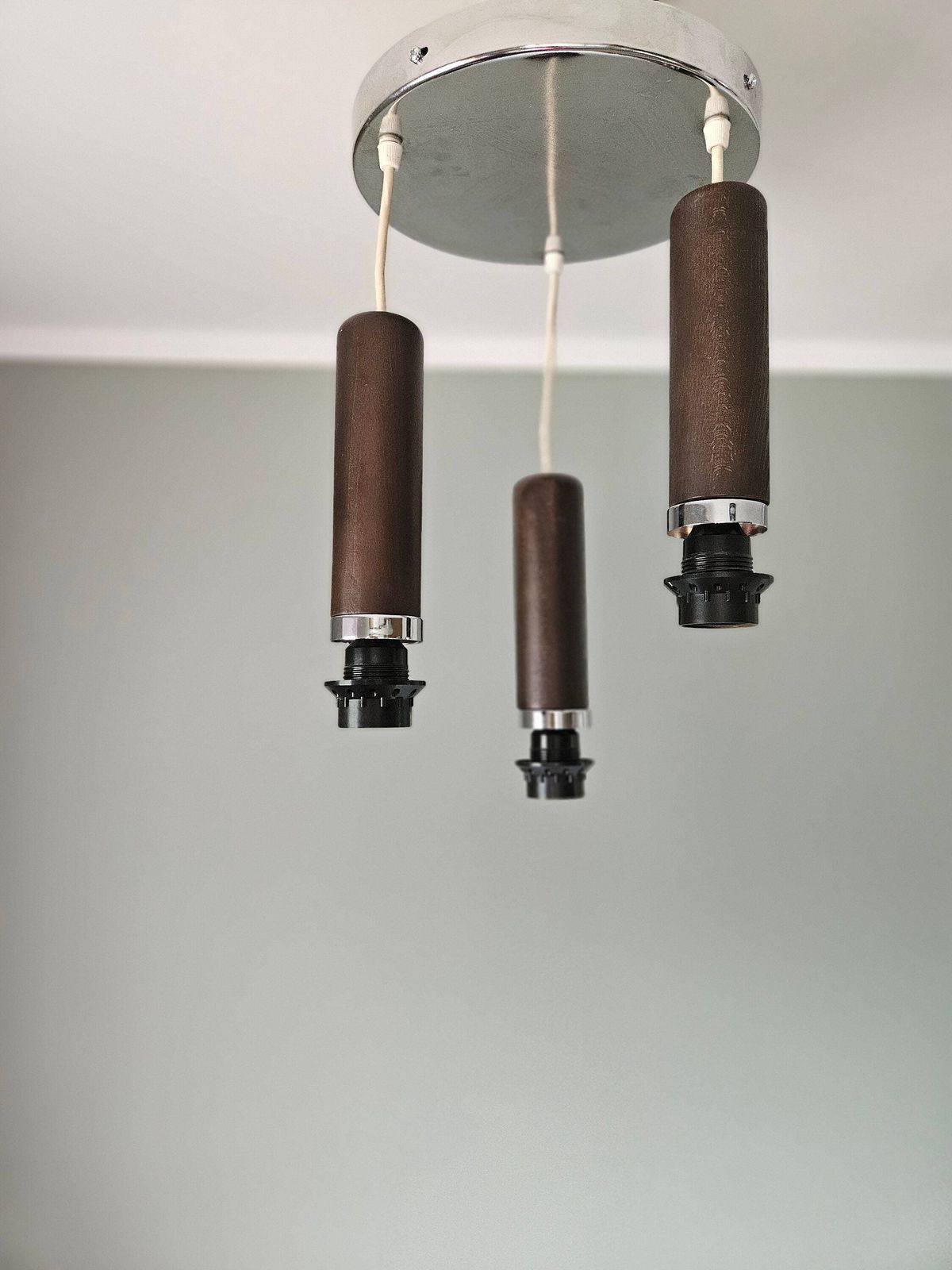 Mid Century Modern Pendant Lamp, Cascade Lamp, Space Age Ceiling Light, Yugoslavia 70's, Mcm Light Fixture, Glass Wood Vintage Chandelier photo buy