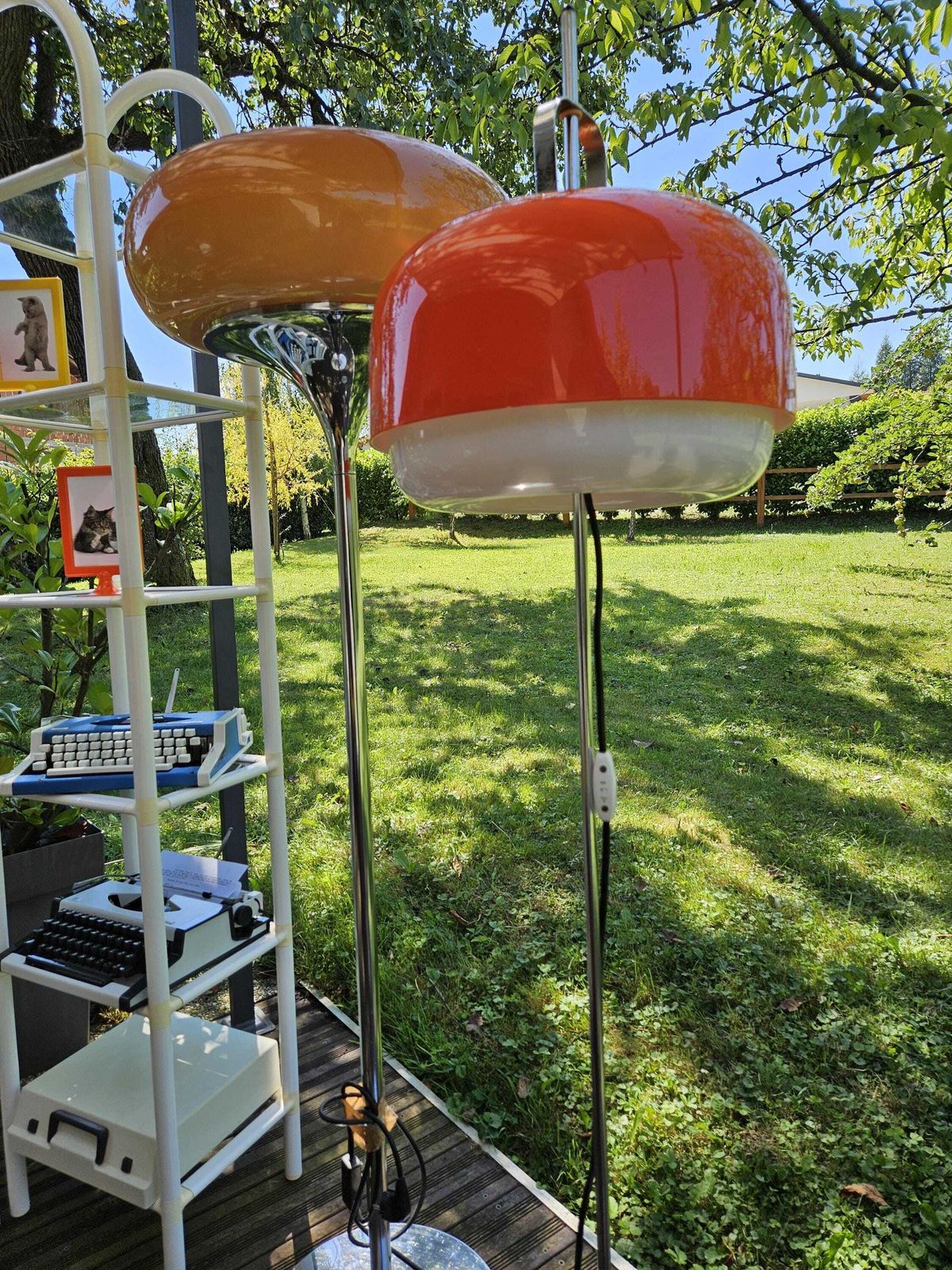 Vintage Space Age Floor Lamp, Luigi Massoni For Harvey Guzzini, Italy 1970, Meblo, Orange Floor Lamp, Mid Century Modern Lamp, Guzzini Meblo photo for sale